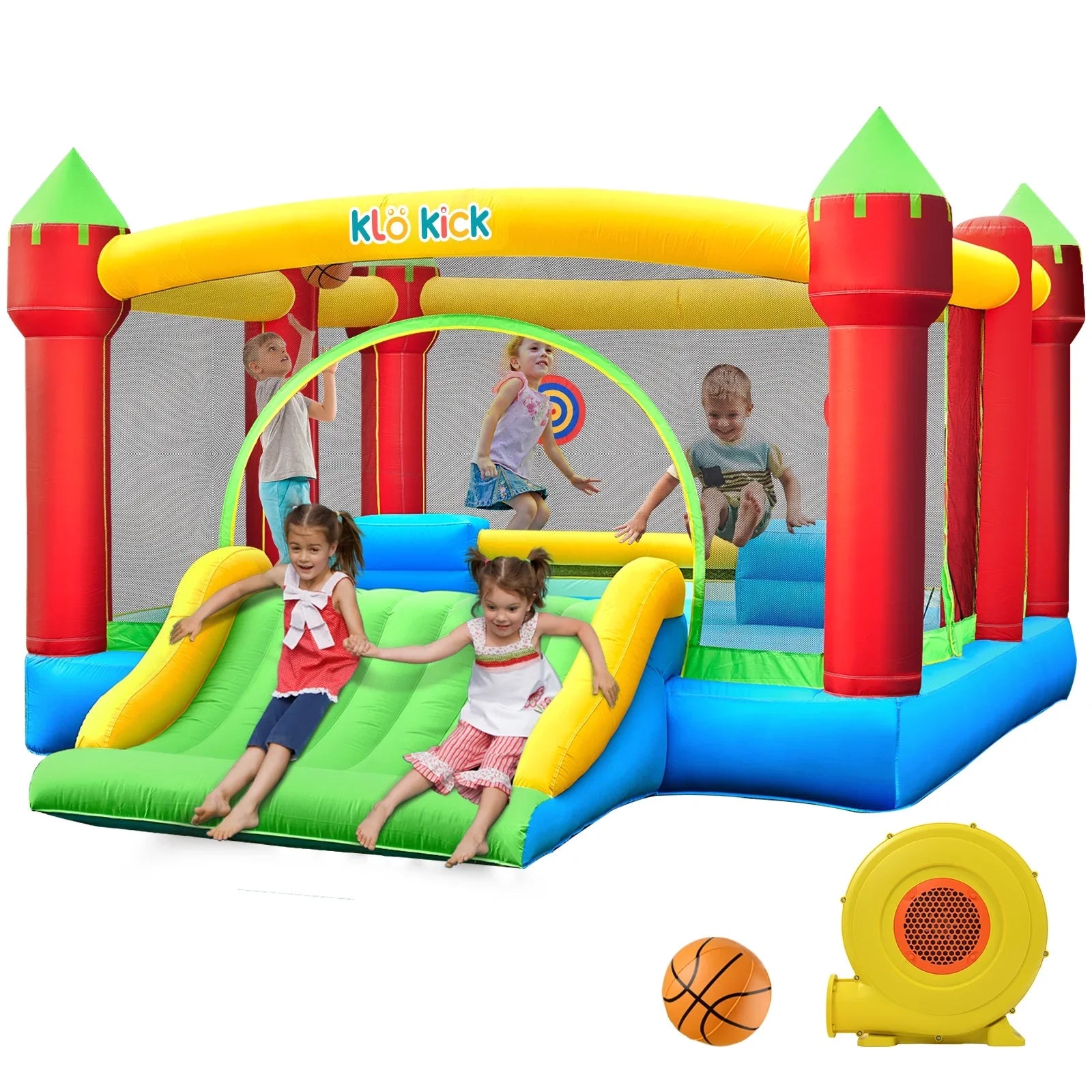 15'x 12' Large Bounce House 840D Oxford Inflatable Bouncers for 6 Kids with Blower & Slide for 3-10 Years, Child, Adult, Infant, Teen, Tween