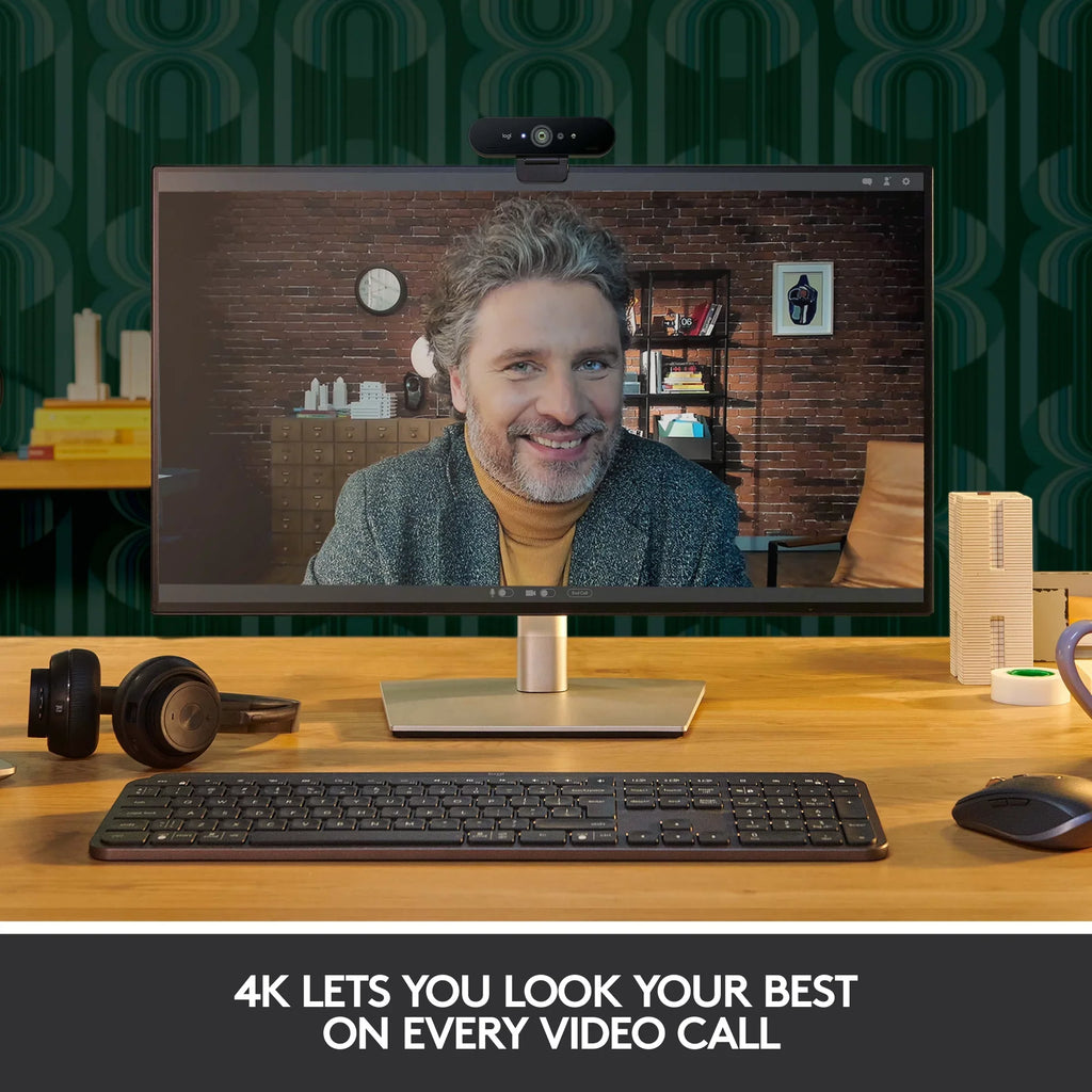 Logitech 4K Pro Webcam with  and Noise-Canceling Mics, Black