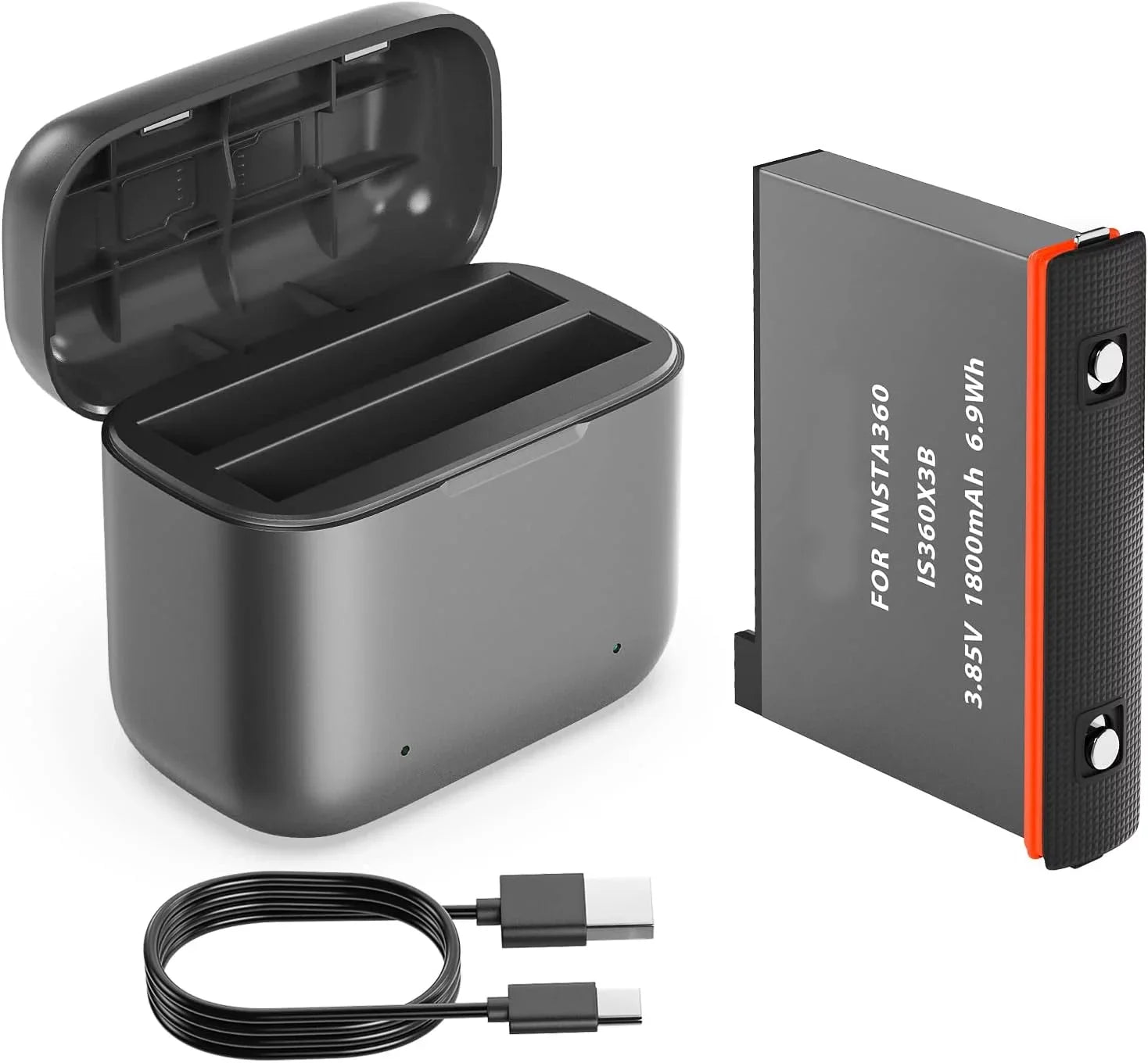 2 Channel Battery Charging Station & One Battery for Insta360 x3 Camera 1800mAh High Capacity, Charger Station with Misro  Card Slots