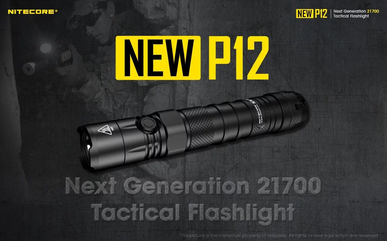 Nitecore New P12 Version  Flashlight - 1200 Lumens w/NL2150HPR Battery,  Cord, Offset Mount, RSW3 Pressure Switch,  and  3Amp Wall Adapter