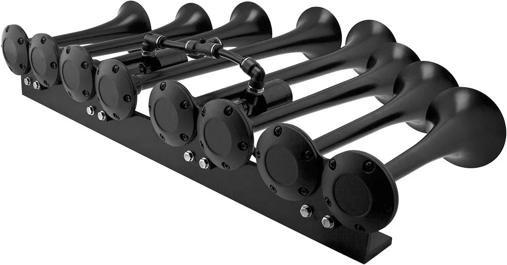 Vixen Horns  Train Horn Kit for Trucks/Car/Semi. Complete Onboard System- 200psi Air Compressor, 3 Gallon Aluminum Tank, 8 Trumpets.Super Loud dB.Fits Vehicles like Pickup/Jeep VXO4830AB/8124XB