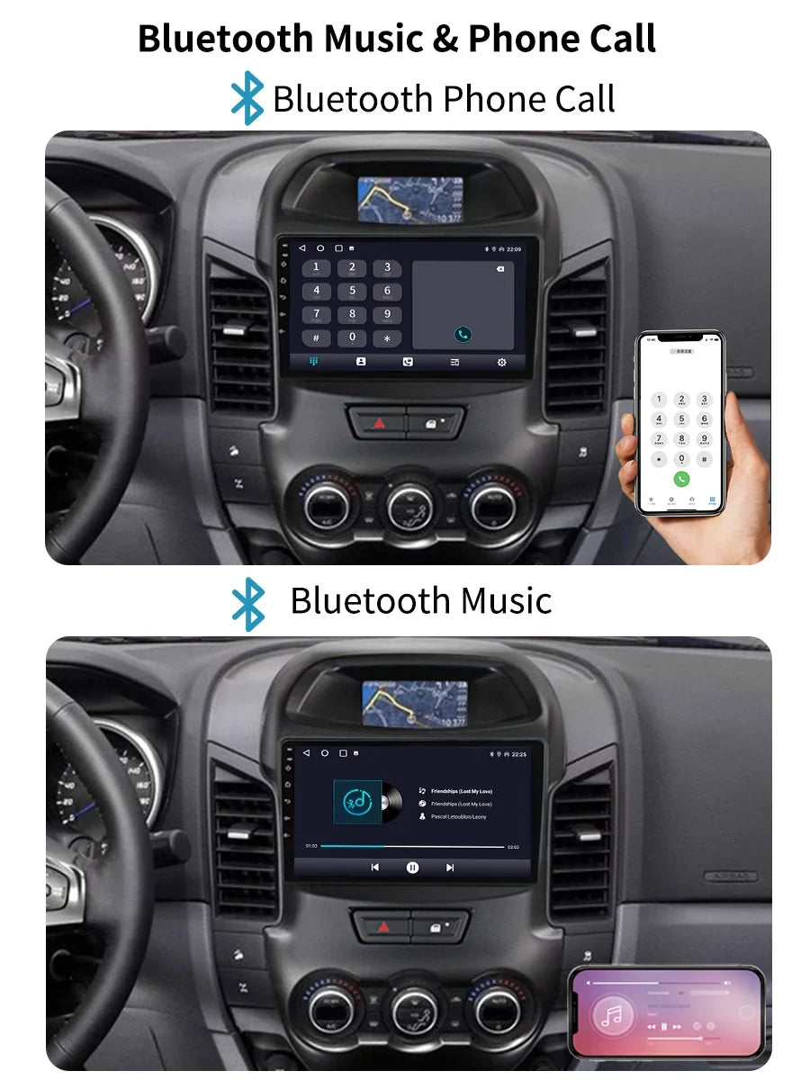 9 inch Carplay Car Radio Stereo For Ford Ranger 2011 - 2016  Navi Android Screen Multimedia Player Android Auto With Bluetooth