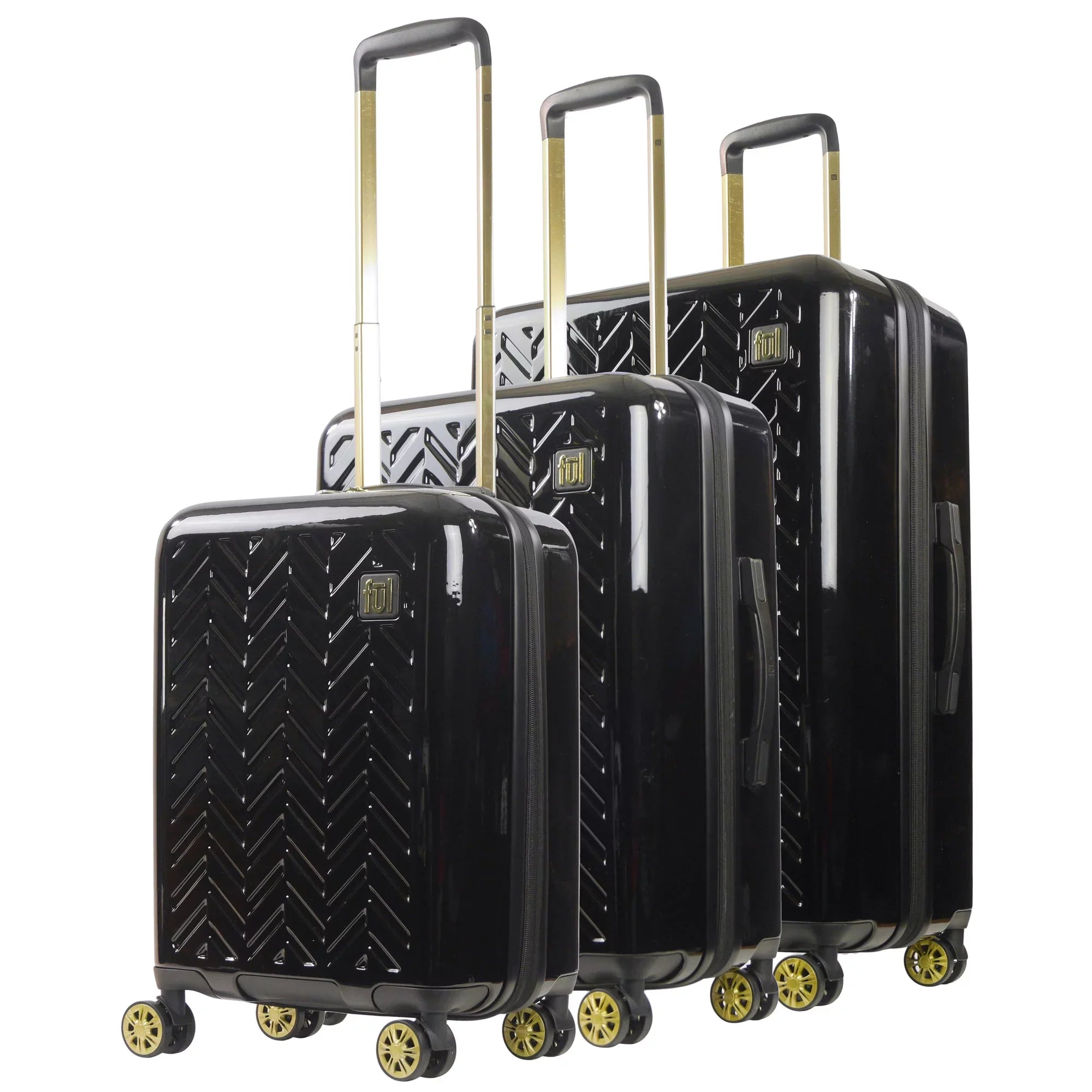 Grove 3 Piece Set Rolling Luggage, Hardshell Suitcase with Spinner Wheels, 22, 27, and 31 Inch, Black