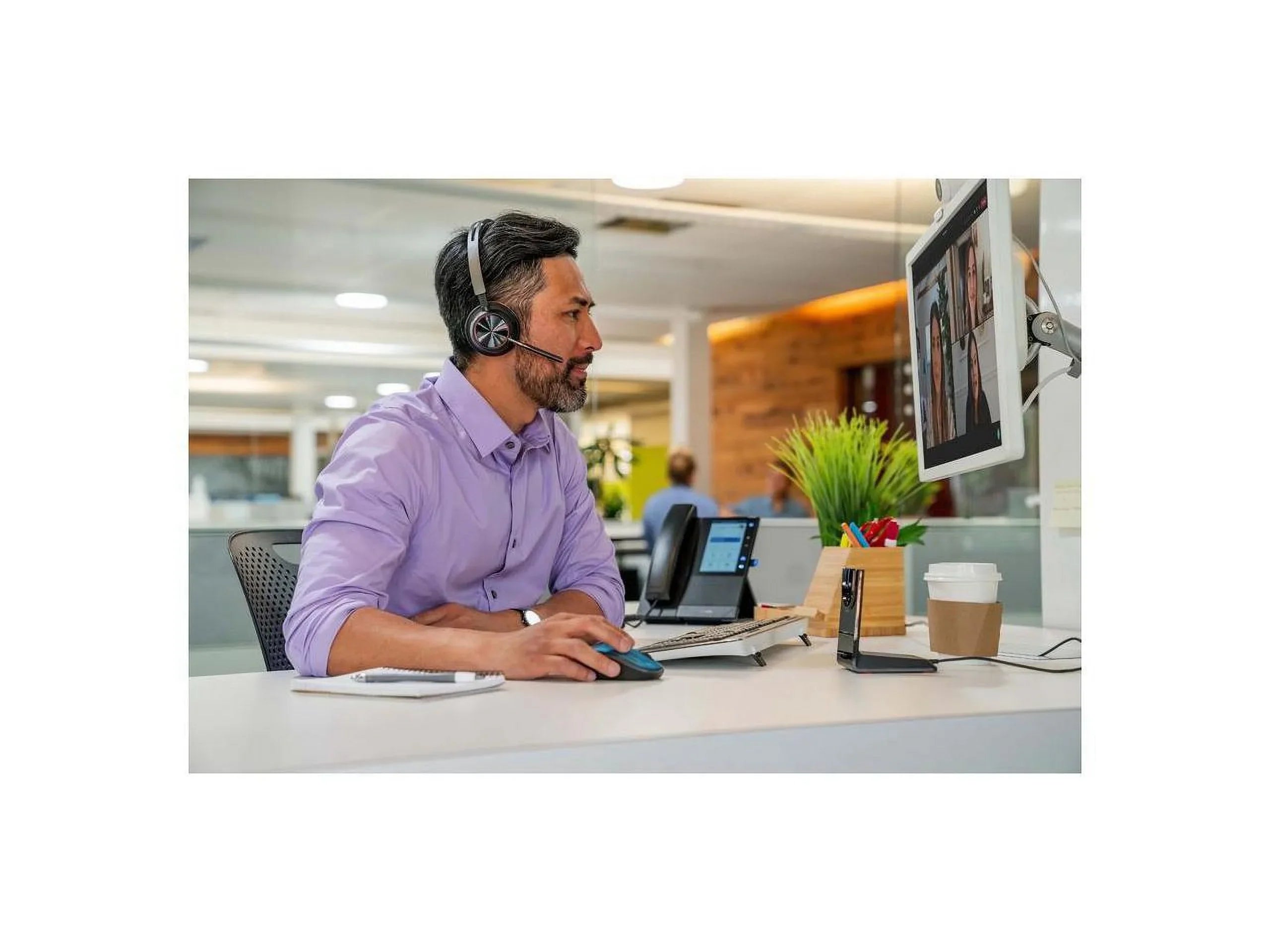 Poly Voyager Focus 2 -A Bluetooth Stereo Headset - Siri, Google Assistant - Stereo -  Type A - Wired/Wireless - Bluetooth - 298.6 ft - 20 Hz - 20 kHz - On-ear, Over-the-head - Binaural - Supr...