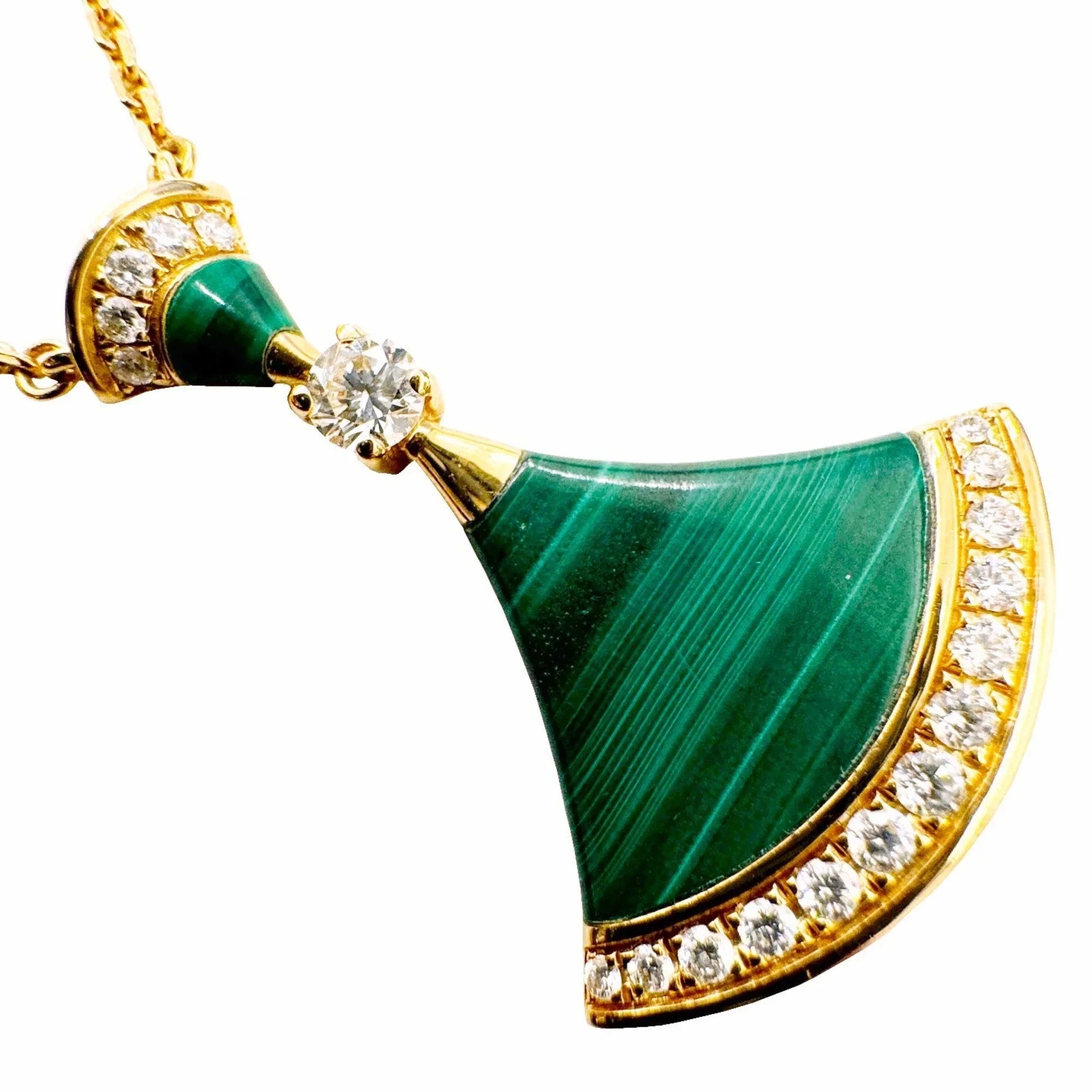 Pre-Owned  Bvlgari Diva Dream Necklace Malachite Diamond K18PG D0.28ct Pink Gold 7.3g Ladies Pendant (Good)