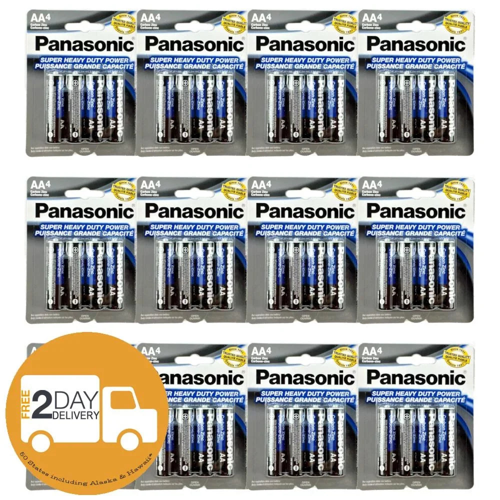 48  Panasonic  Batteries Super Heavy Duty Power Carbon Zinc Double A Battery 1.5v