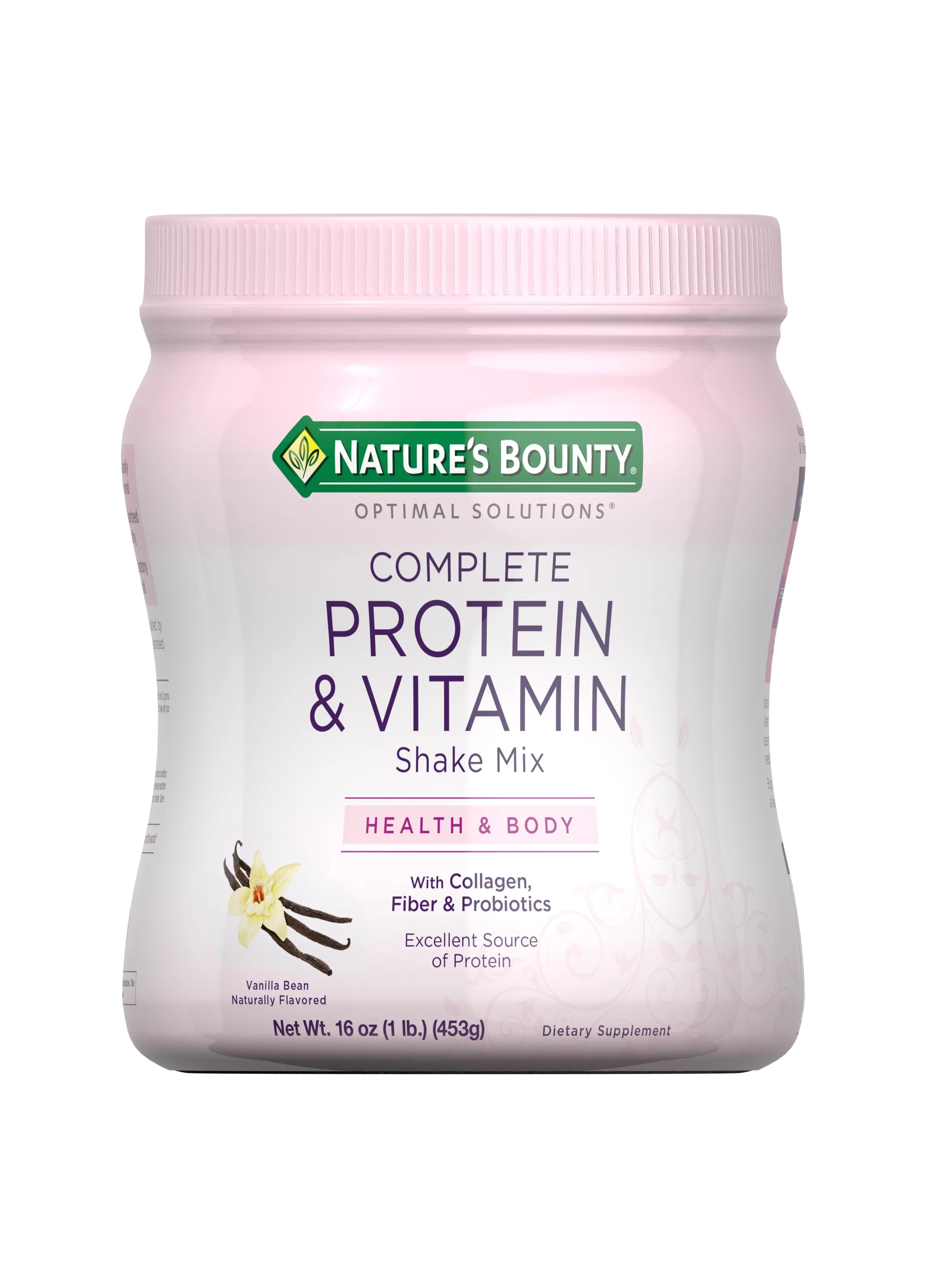 Nature's Bounty Optimal Solutions Protein Powder With Collagen, Vanilla, 1 Lb
