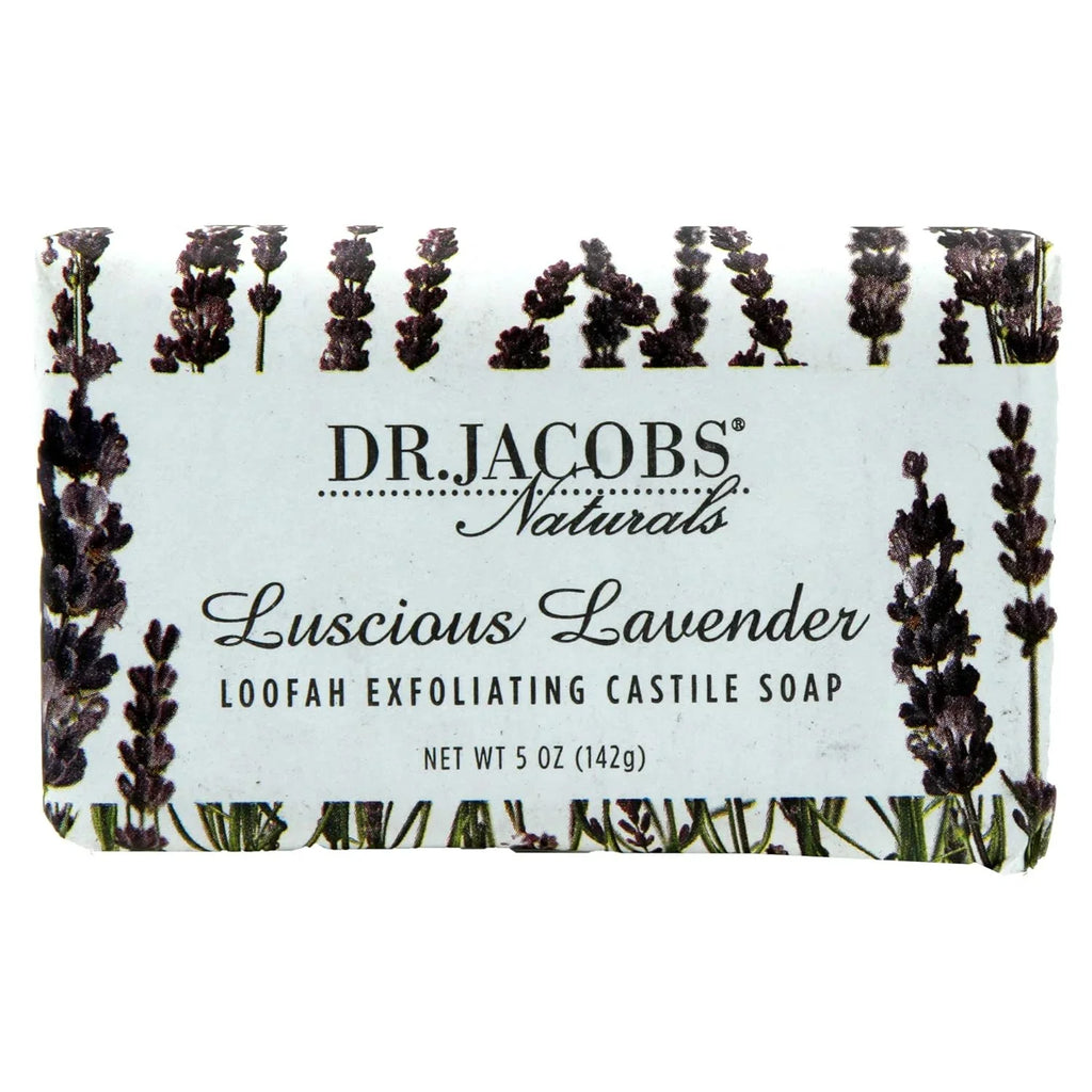 Dr Jacobs Naturals Luscious Lavender Castile Bar Soap Plant Based Vegan Soap, 5 Oz 6-Pack