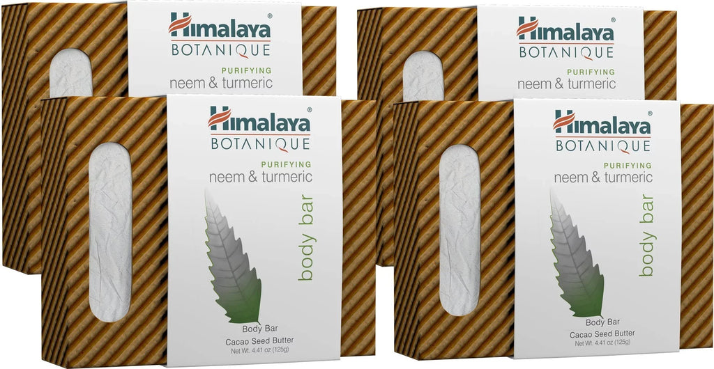 Himalaya Botanique Purifying Neem & Turmeric Body Bar For A Total Body Deep Cleaning, For Oily And Acne Prone Skin, 4.41 Oz (Pack Of 4).