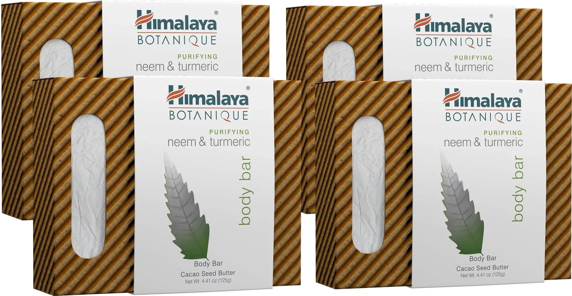 Himalaya Botanique Purifying Neem & Turmeric Body Bar For A Total Body Deep Cleaning, For Oily And Acne Prone Skin, 4.41 Oz (Pack Of 4).