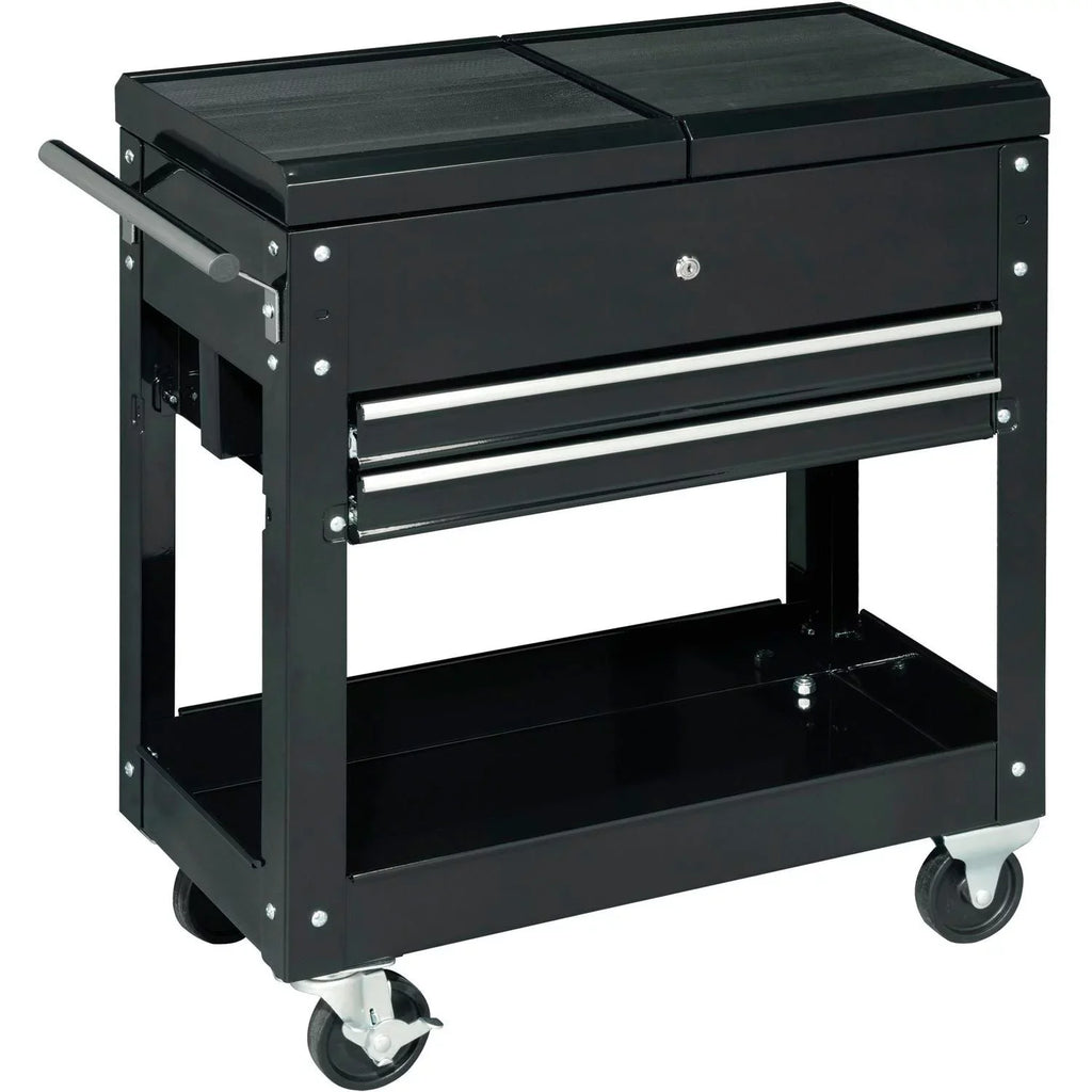 Global Industrial 27" 2-Drawer Tool Cart W/ Sliding Top, Black