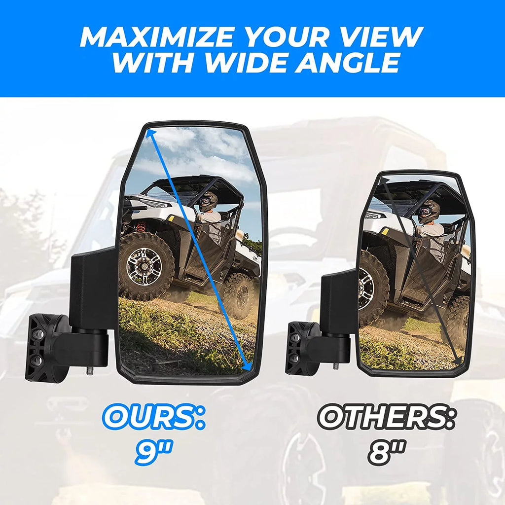 Kemimoto Side Mirrors,Wider  Side Mirrors Rear View Mirrors Compatible with Polaris Ranger  1000 900 570 General 1000 Can-Am Defender Maverick Trail for Pro-Fit (Not Door)