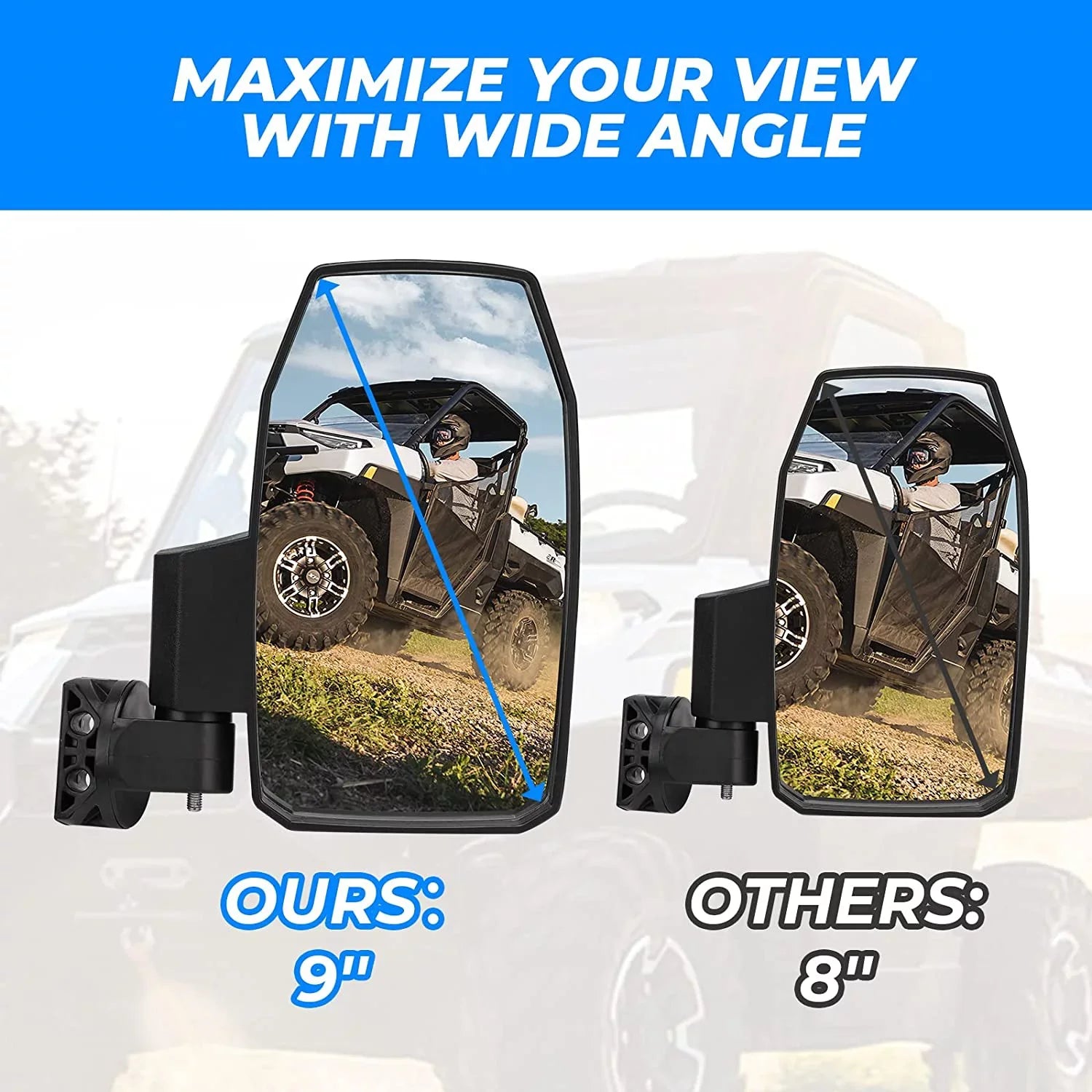 Kemimoto Side Mirrors,Wider  Side Mirrors Rear View Mirrors Compatible with Polaris Ranger  1000 900 570 General 1000 Can-Am Defender Maverick Trail for Pro-Fit (Not Door)