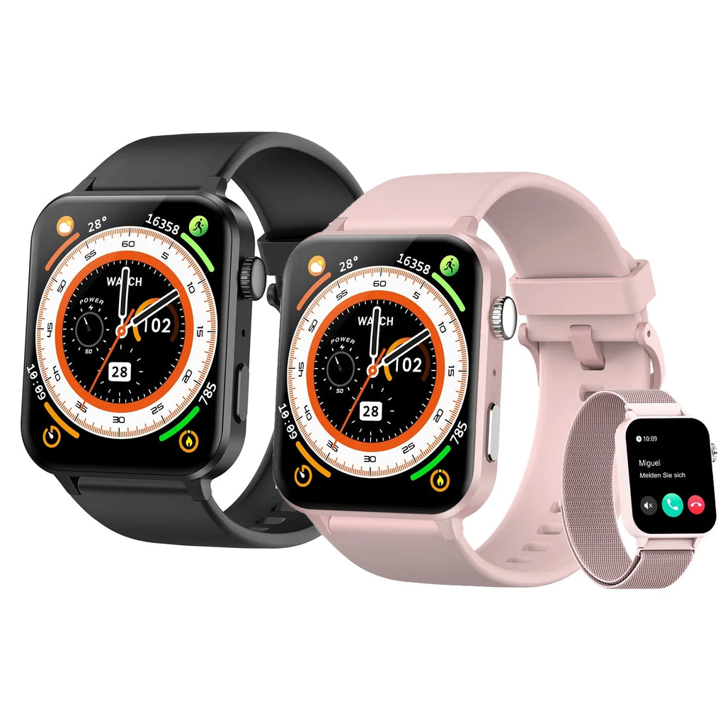 Blackview Smart Watch for Android and iOS, Fitness Tracker with Bluetooth Call, 1.83"  Touch Screen, Waterproof, 4 Mini Games,100+ Sports, Smartwatch with Voice Assistant, Romantic Gifts Set of 2