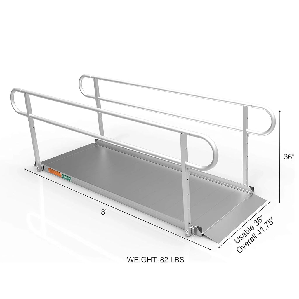 '-  3G 8 Foot Portable Wheelchair Ramp w/2 Line Handrails