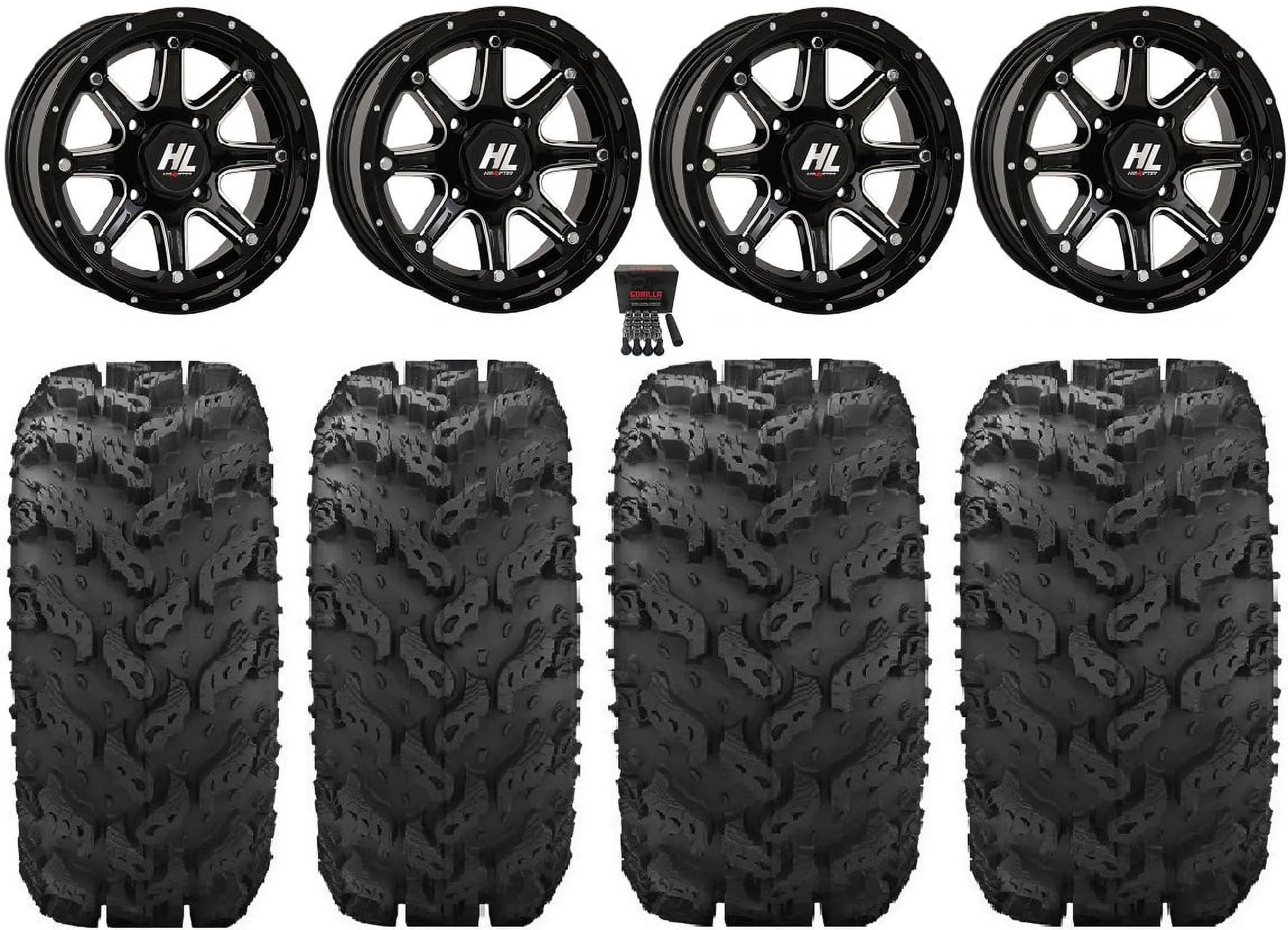 High Lifter HL4 14" Wheels Machined 26" Reptile Tires Kawasaki Teryx Mule