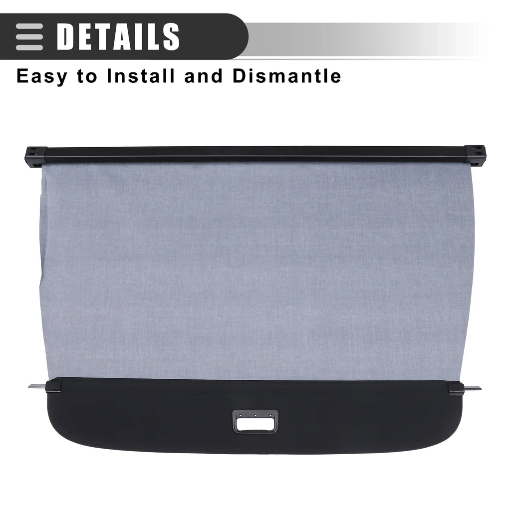 Retractable Cargo Cover Rear Trunk Security Cover Shield Shade for Audi Q7 2016-2022 Canvas Black