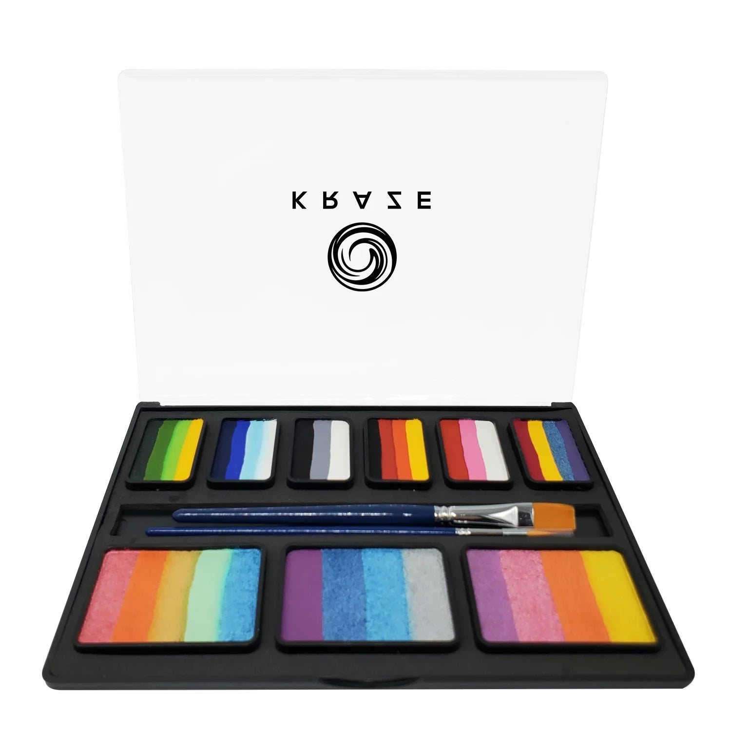 Kraze  Celebration Professional Face Painting One Stroke Split Cake Palette, Water Activated, Hypoallergenic, Safe, Non Toxic Halloween Party Makeup Face Paint Kit for Sensitive Skin, Kids & Adults