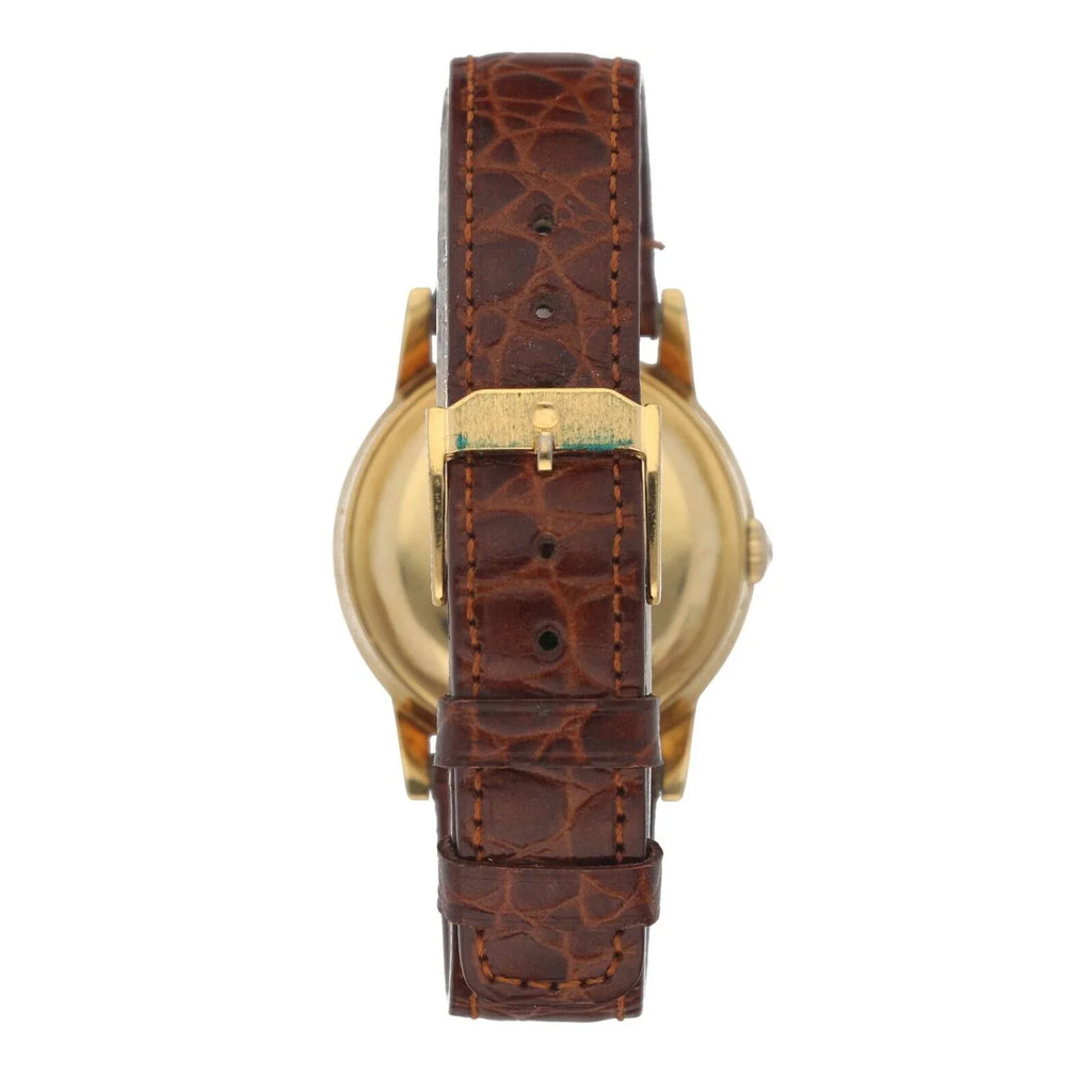 Movado Chronometre 1231 18k Yellow Gold 34mm Leather Automatic Wrist Watch