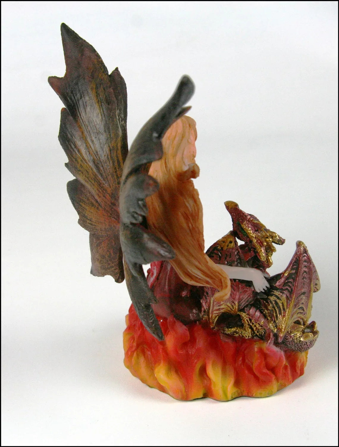 5" Fairy with Red Dragon - cast in quality resin with a feel like ceramic