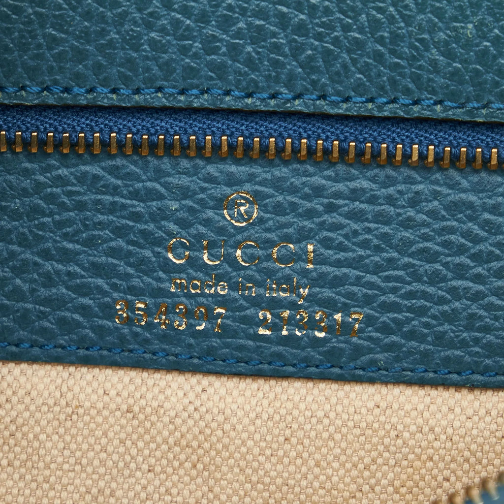 Pre-Owned Authenticated Gucci Medium Swing Tote Bag Calf Leather Blue Women (Good)