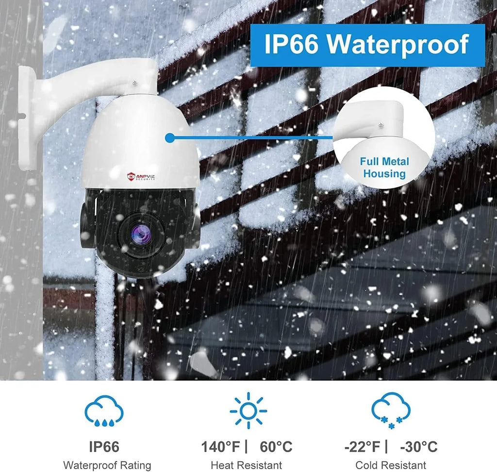 Anpviz 8MP PoE   Surveillance Camera 20X Optical Zoom,   Security Camera Outdoor Indoor with Mic/Audio, Person Vehicle Detection,  Night Vision, Metal, Pan 360°/Tilt 90°, IP66 Waterproof