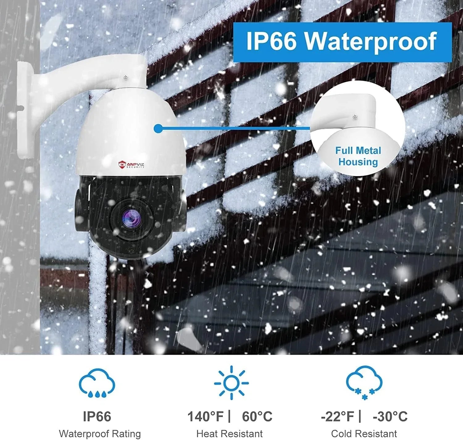 Anpviz 8MP PoE   Surveillance Camera 20X Optical Zoom,   Security Camera Outdoor Indoor with Mic/Audio, Person Vehicle Detection,  Night Vision, Metal, Pan 360°/Tilt 90°, IP66 Waterproof