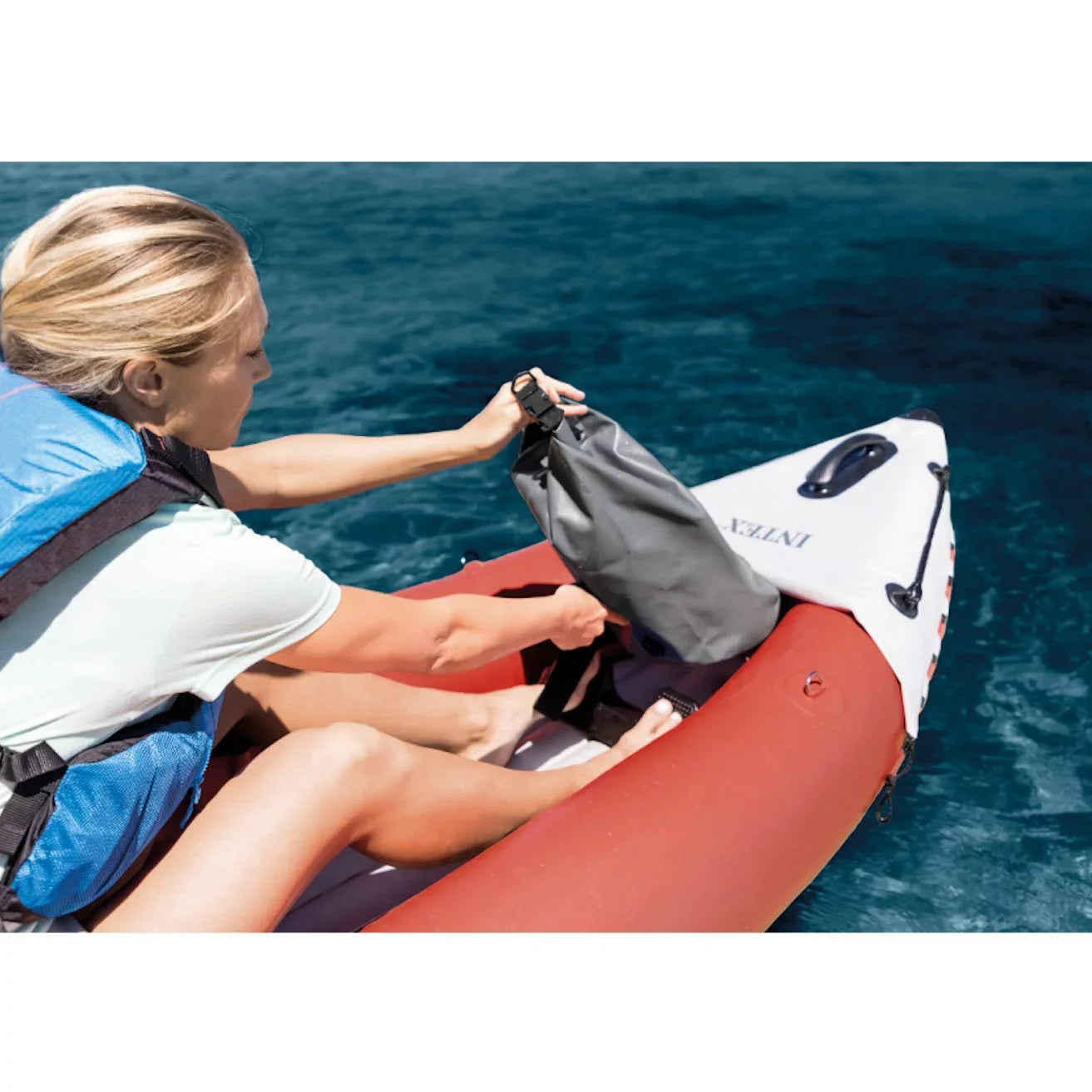 Excursion Pro Inflatable 2 Person Vinyl Kayak with Oars & Pump, Red (3 Pack)