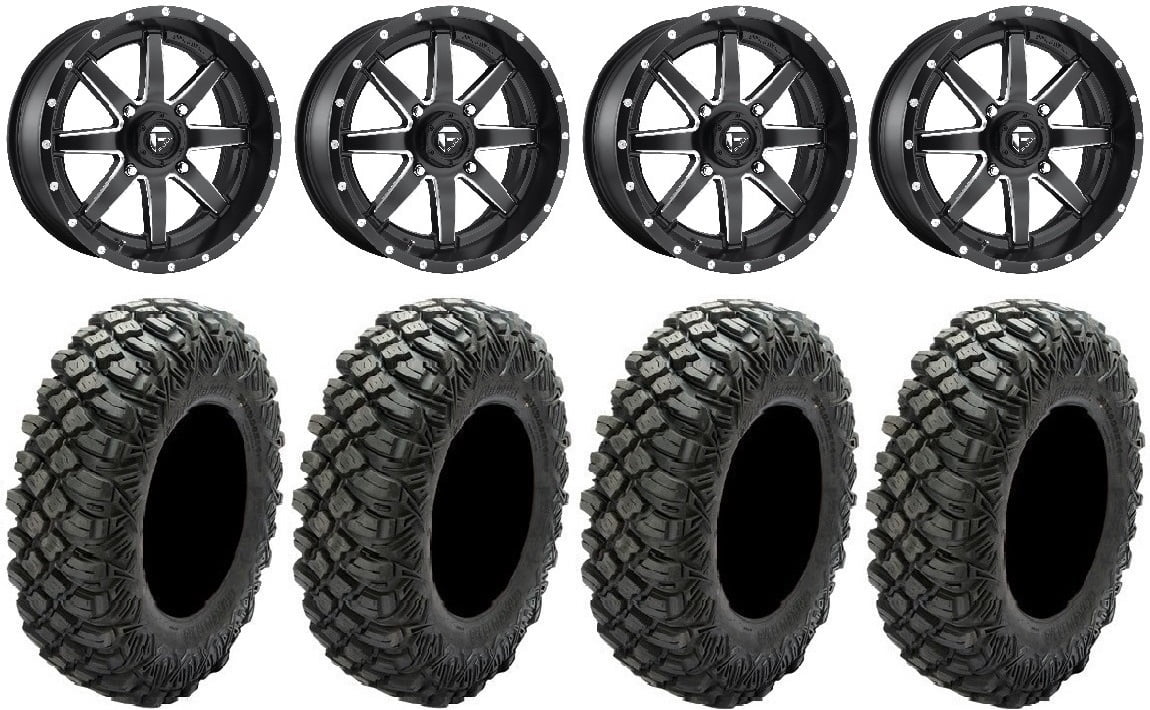 Fuel Maverick Black 16" Wheels 33" Crawler  Tires Kawasaki Teryx Mule