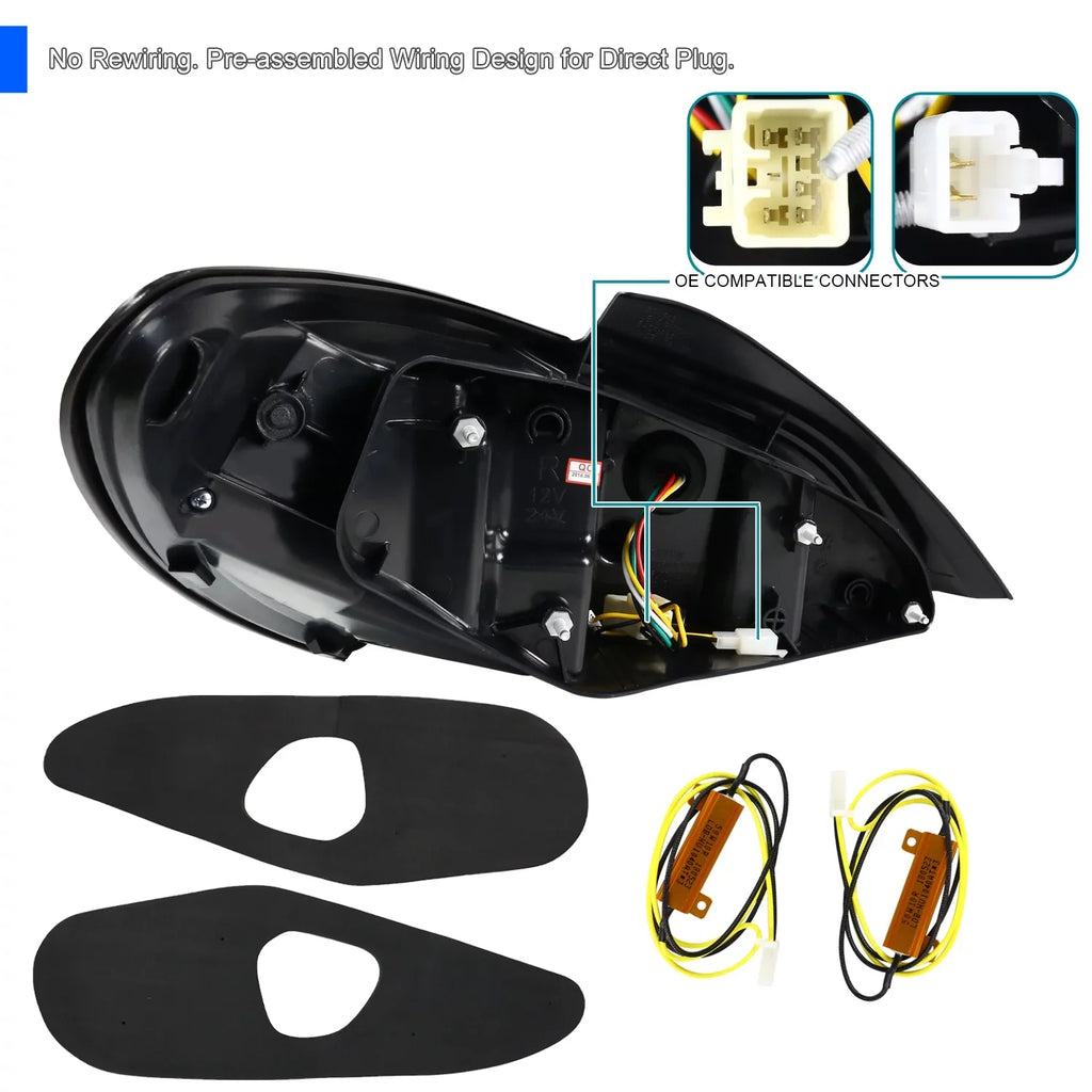Spec-D Tuning Jet Black Housing Clear Lens Red Sequential  Bar Tail Lights Compatible with 2010-2016 Hyundai Genesis Coupe Left + Right Pair Assembly