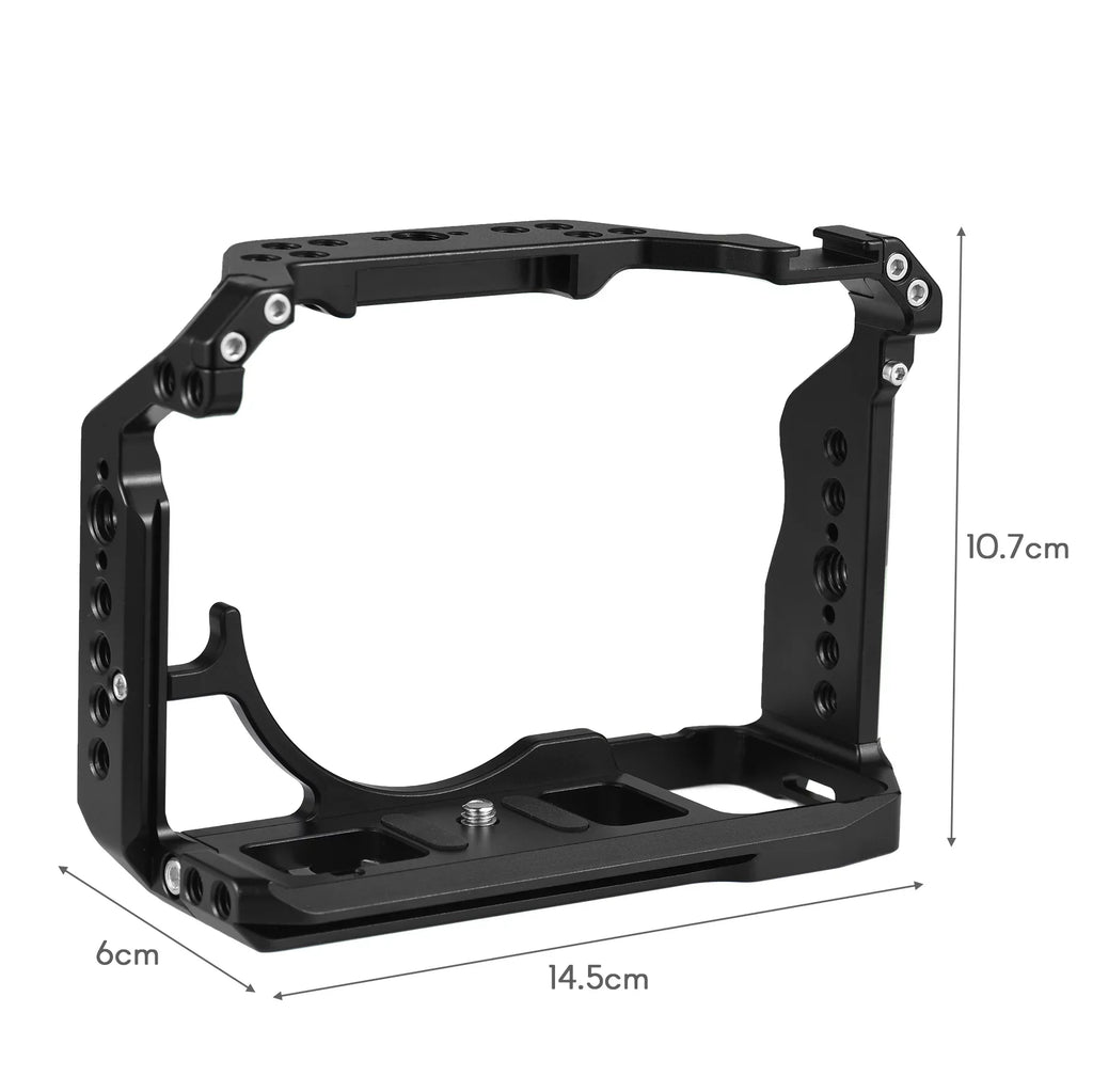 Camera Cage, Aluminum Alloy Video Cage with Cold Shoe Mounts, Numerous 1/4 Inch Screw Holes, Sony A7IV/A7M4//A7R4/A7S3