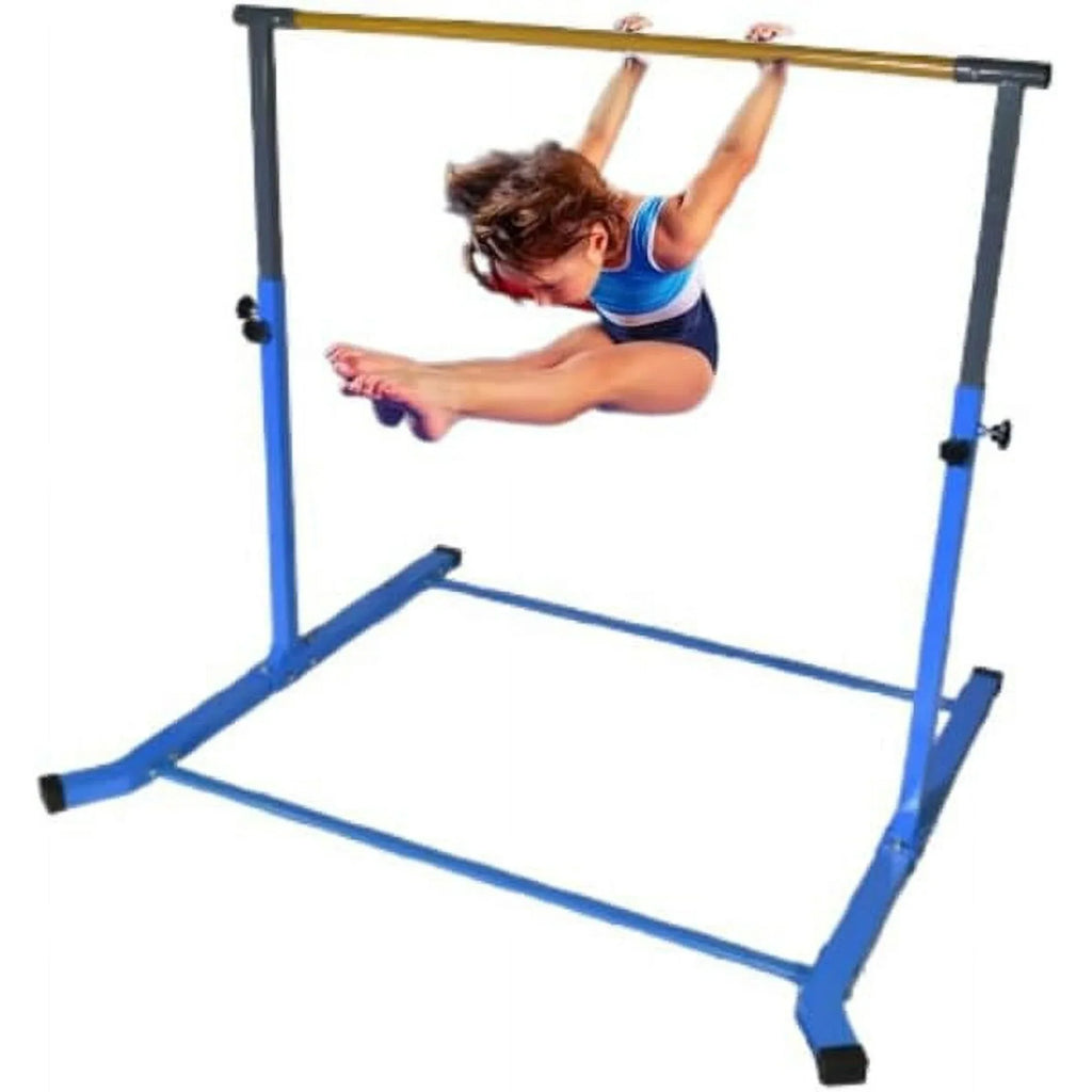 Adjustable Kids Gymnastics Kip Bar, 3-5  Height, Robust Legs, Blue - Junior Home Training Equipment