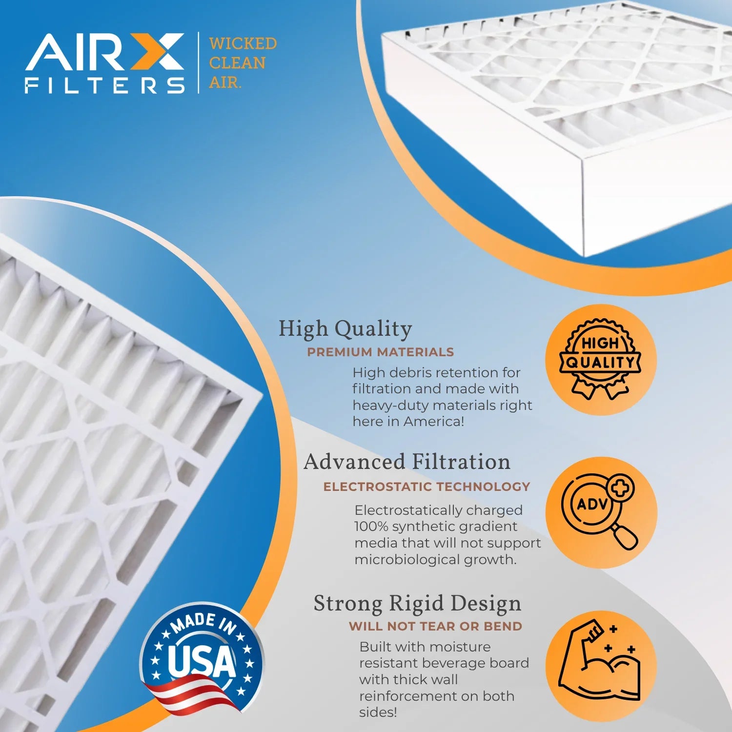 16x25x5 Air Filter  11 Comparable to  1000,  1200 &  7 Compatible with Goodman M1-1056 / Amana -M1-1056 Premium  Made 16x25x5 Furnace Filter 2 Pack by     .