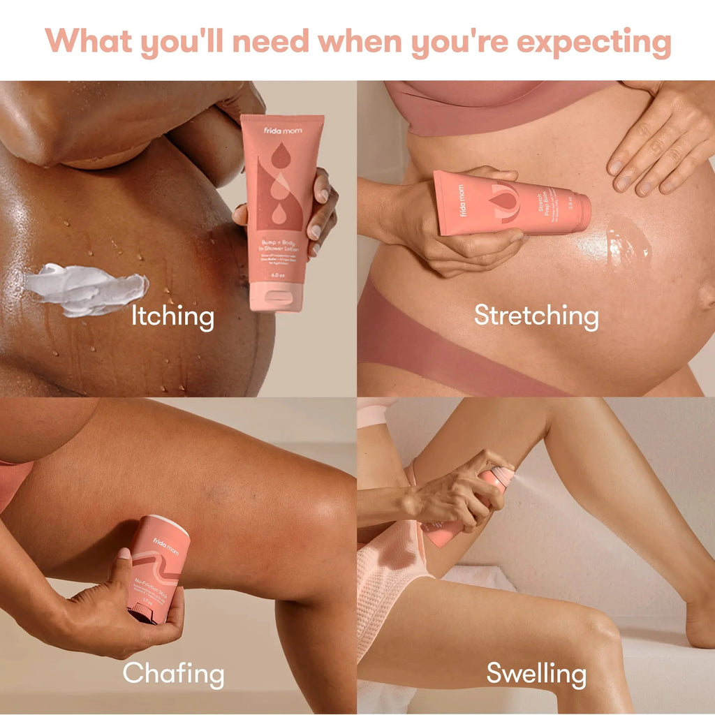 Frida Mom Pregnancy Skincare Body Relief Set for Stretch Marks, Dry Skin, Swelling  Chafing - 4 Ct