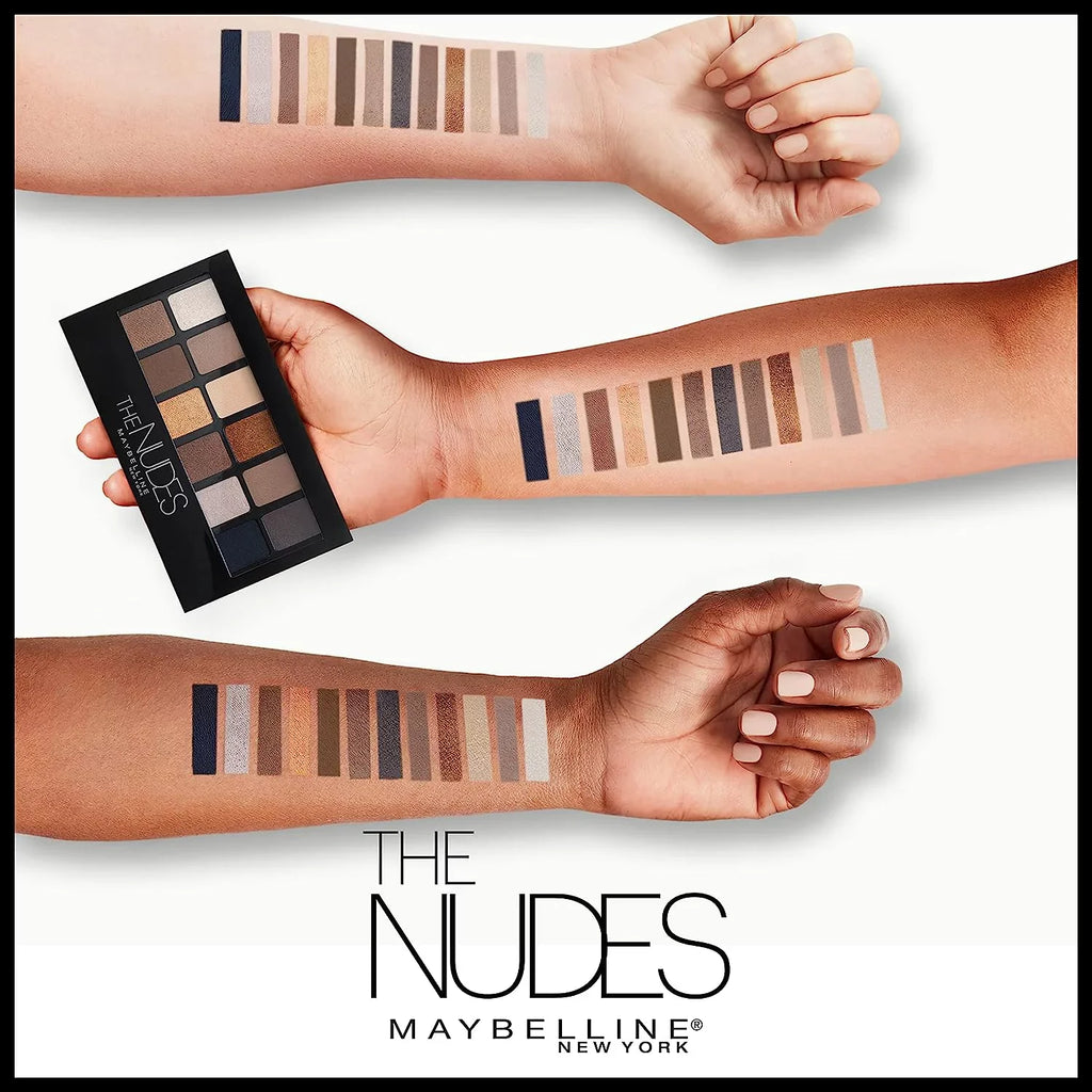 Maybelline The Nudes Eyeshadow Palette Makeup, 12 Pigmented Matte  and  Shimmer Shades, Blendable Powder, 1 Count