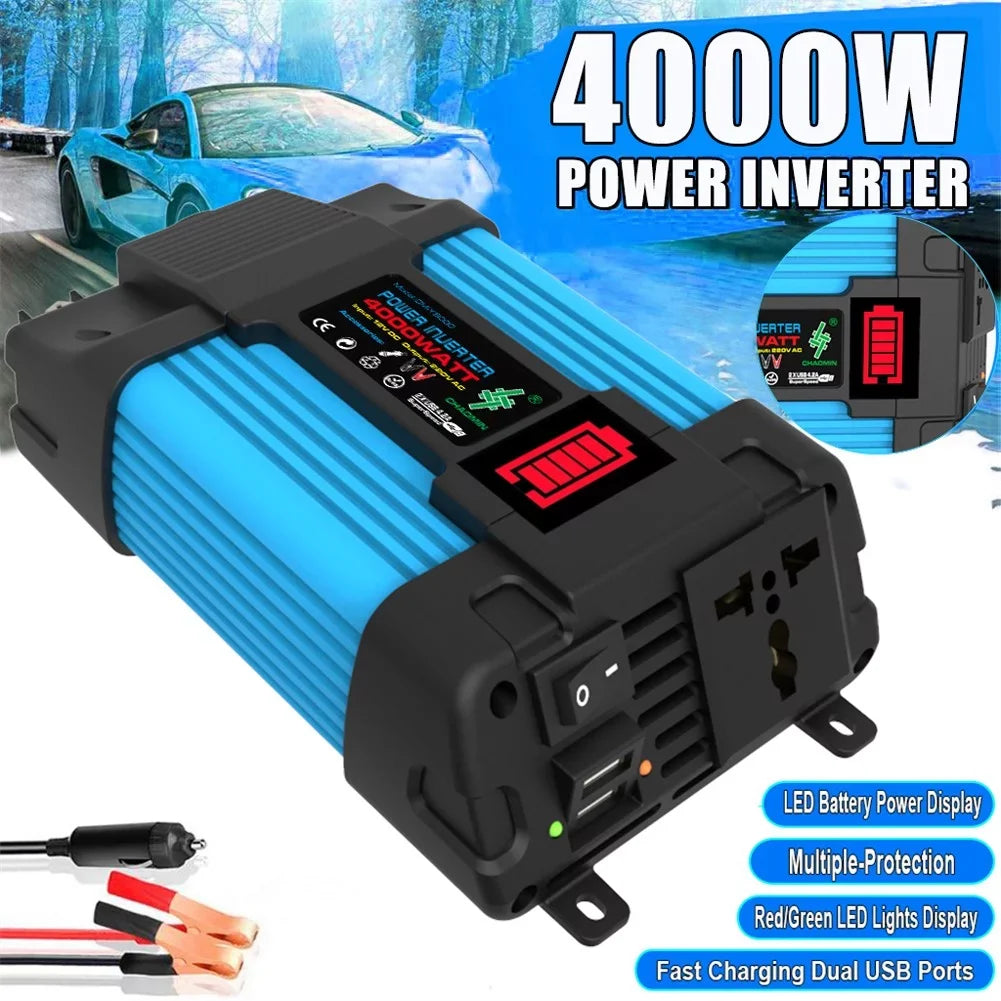 4000W Car Power Inverter  12V To  110/220V Pure Sine Wave 2   Display