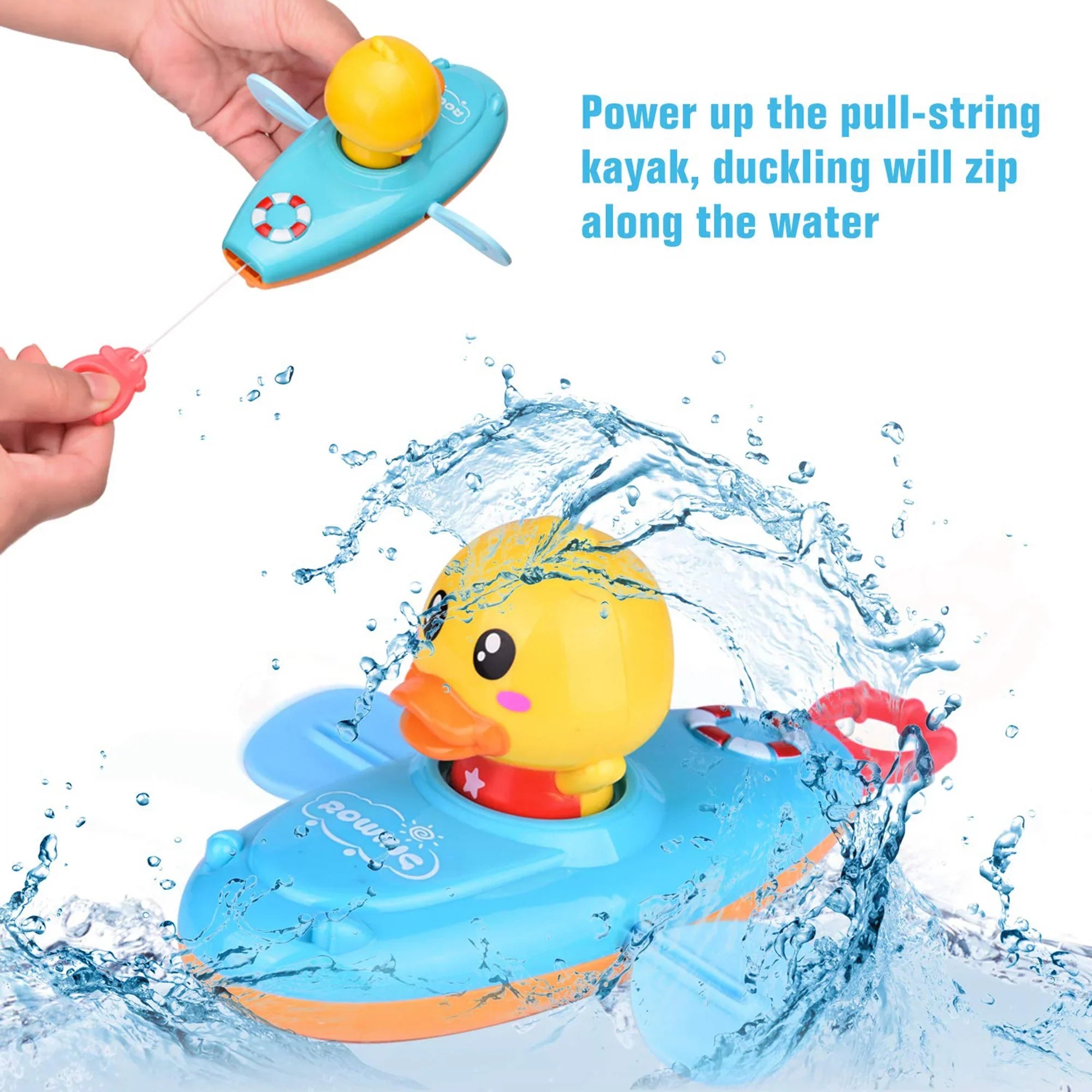 Fun Little Toys 9 Pcs Baby Bath Toys, Duck Spray Water Toy, Bath Squirters, Bath Boat, Fishing Net, Bathtub Toys for Kids, Best Gifts for Kids