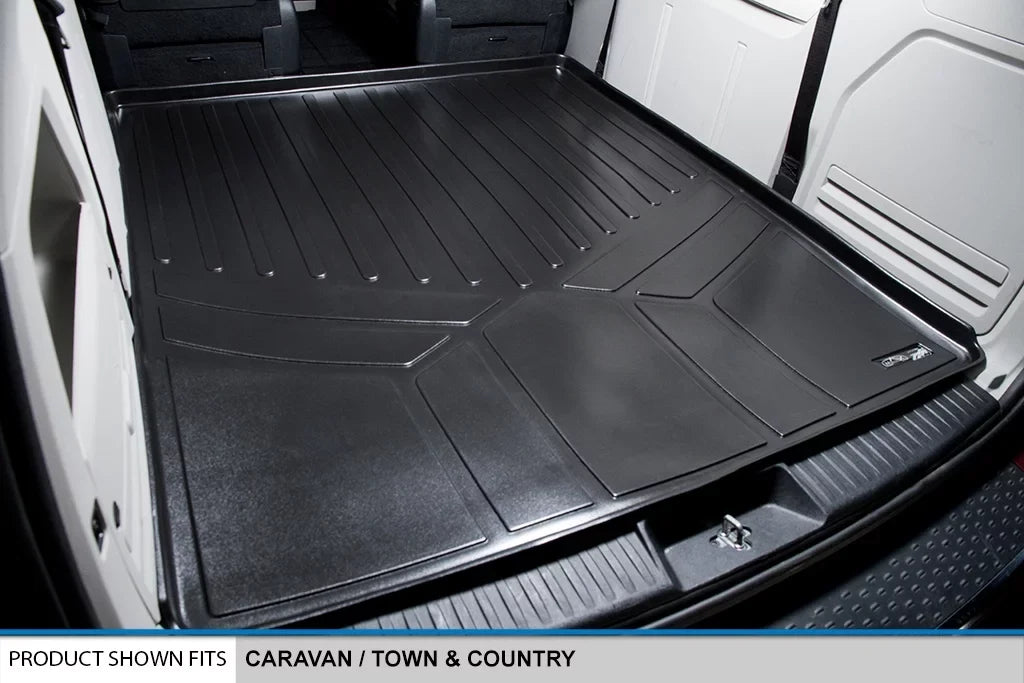 smartliner all weather cargo liner floor mat behind 2nd row seat black for 2008-2018 grand caravan / town & country