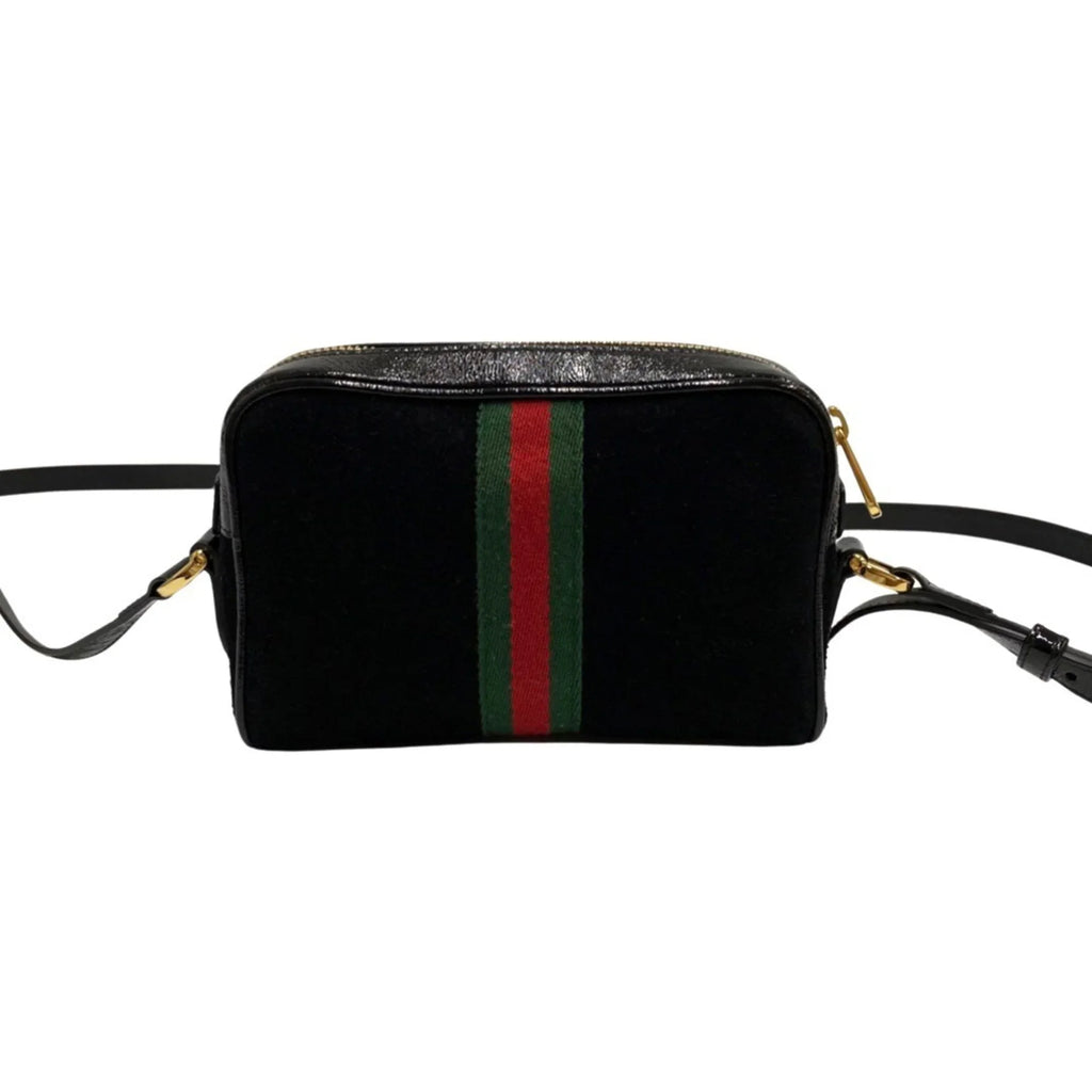 Pre-Owned  Gucci Ophidia Sherry Line  Hardware Suede Enamel Leather Genuine Mini Shoulder Bag Black (Good)