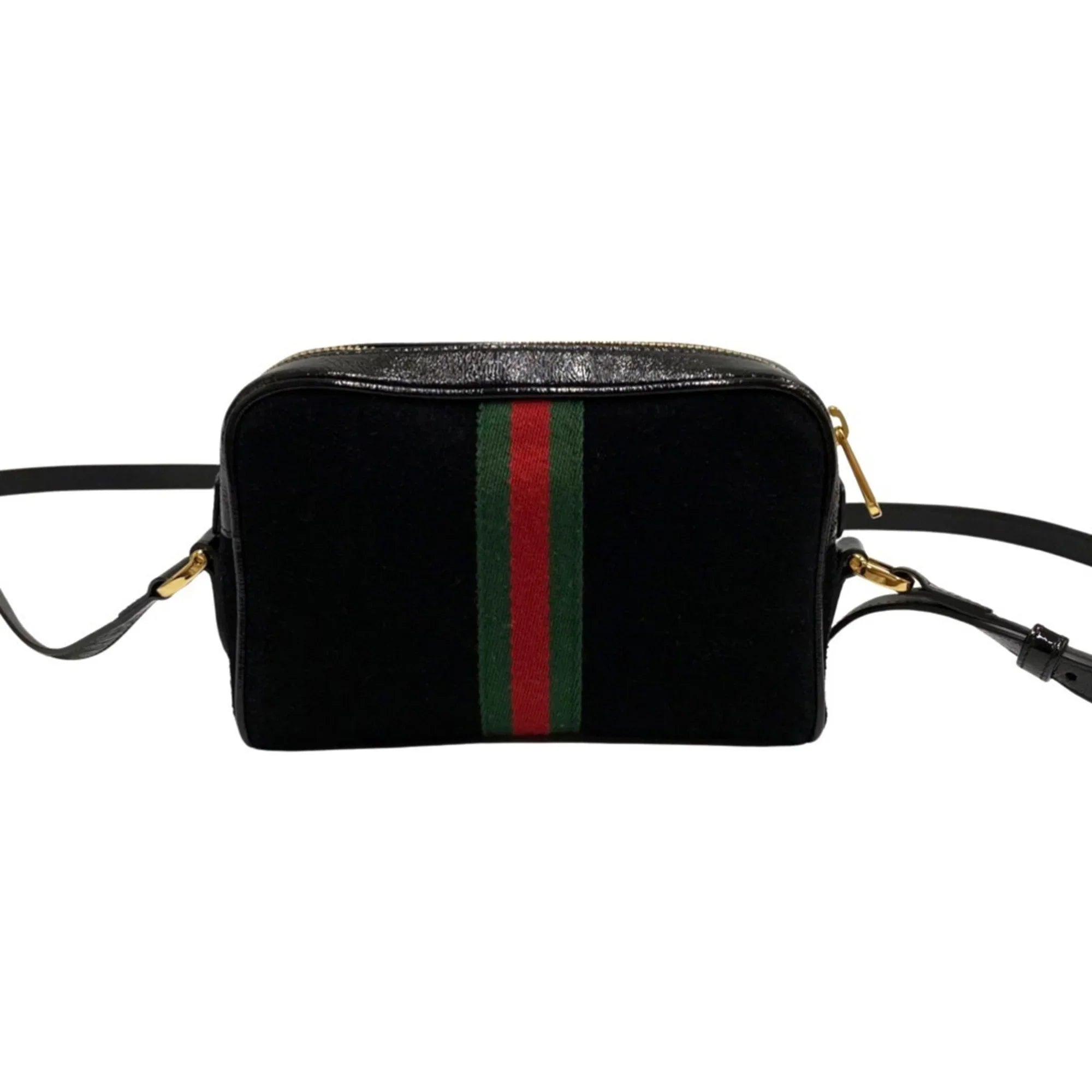 Pre-Owned  Gucci Ophidia Sherry Line  Hardware Suede Enamel Leather Genuine Mini Shoulder Bag Black (Good)