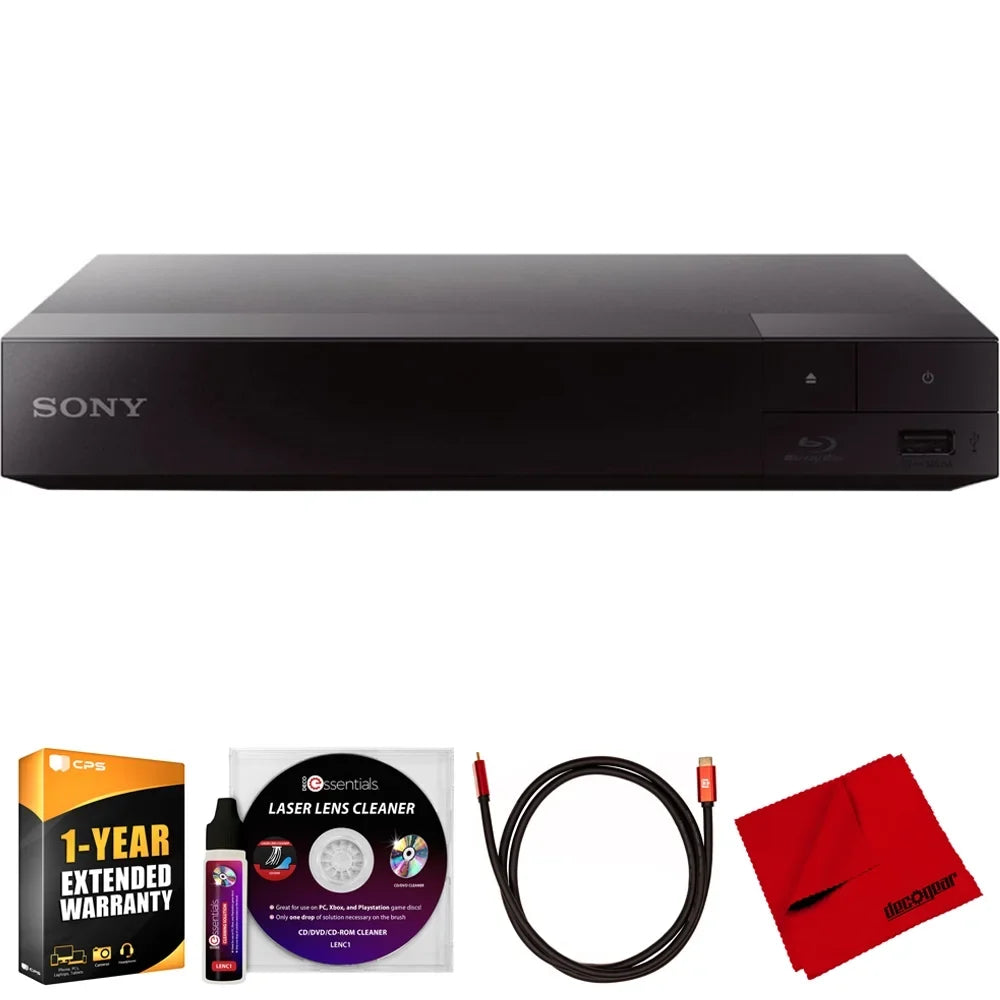 Sony -S1700 Streaming Blu-ray Disc Player Bundle with Deco Gear 6FT 4K  Cable, Microfiber Cleaning Cloth, Deco Essentials Laser Lens Cleaner & 1 Year  Enhanced Protection Pack
