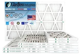 Glasfloss 14x30x1 -  10 -Qty:12 - Furnace Air Filter - Made in  (Actual Size: 13.5 x 29.5x7/8 inch)