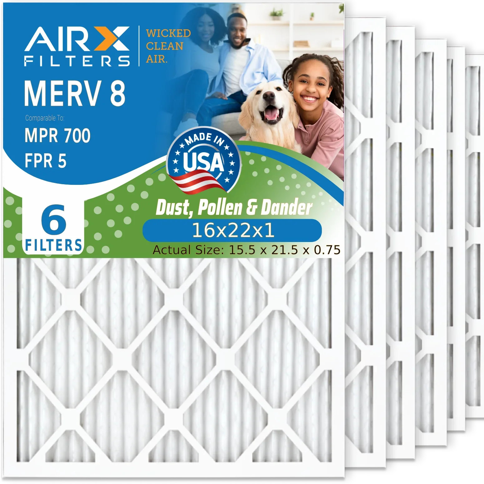 16x22x1 Air Filter  8 Comparable to  700 &  5 Electrostatic Pleated Air Conditioner Filter 6 Pack   Premium  Made 16x22x1 Furnace Filters by     .