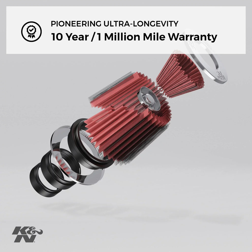 K&N Universal Clamp-On Air Filter: High Performance, Premium, Washable, Replacement Filter: Flange Diameter: 4 In, Filter Height: 6 In, Flange Length: 1.75 In, Shape: Round Tapered, -0850