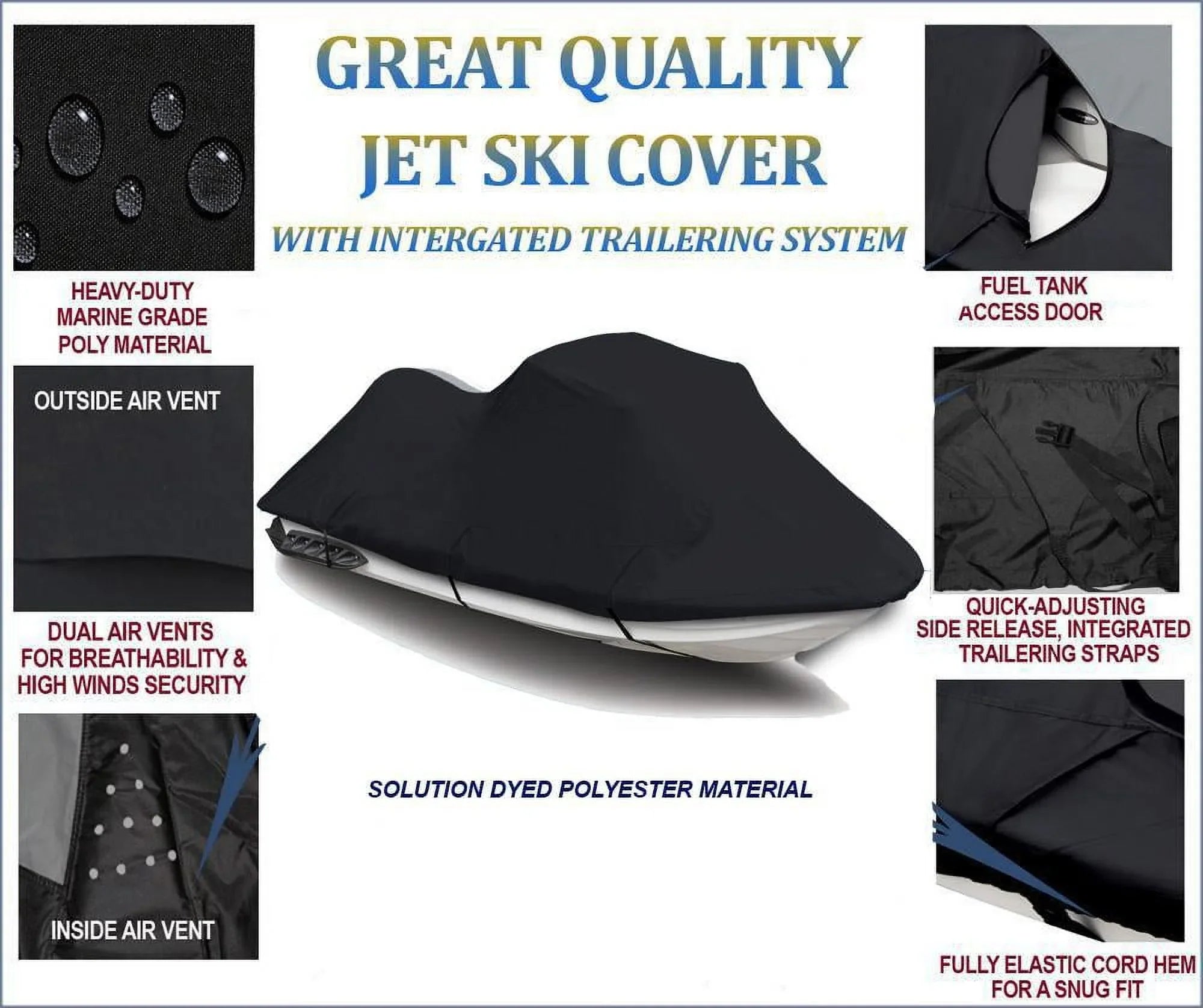 600  JetSki Cover Compatible for     Sea Doo Sea-Doo  1996 1997 1998,  1996 1997 1998 1999 2000 2001,  1996 1997 1998 Jet Ski  Cover 1-2 Seater