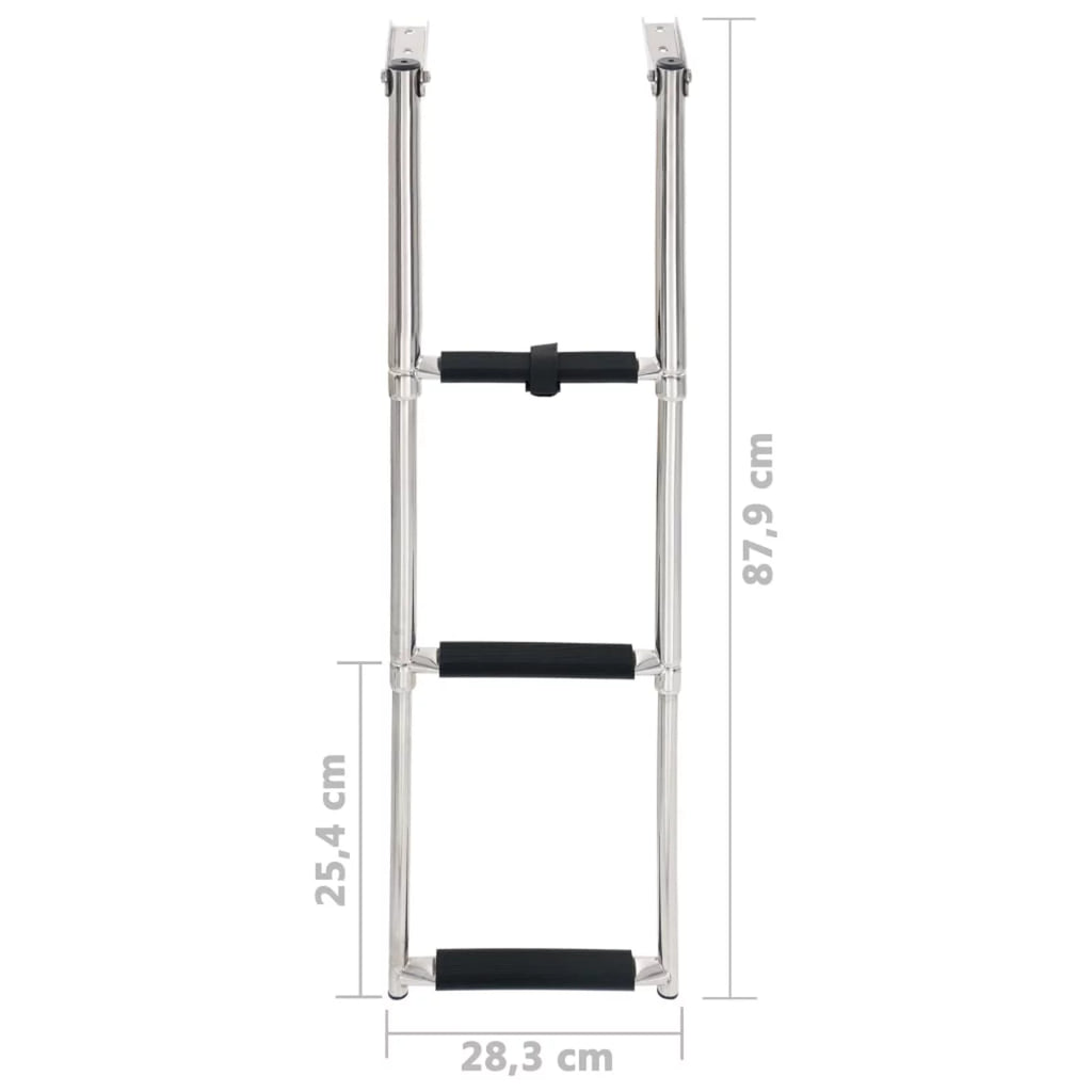 Dcenta 3  Folding Boarding Ladder Stainless Steel Non-Slip Telescopic Ladder for Swimming Pool, Boat and Mounting Platform