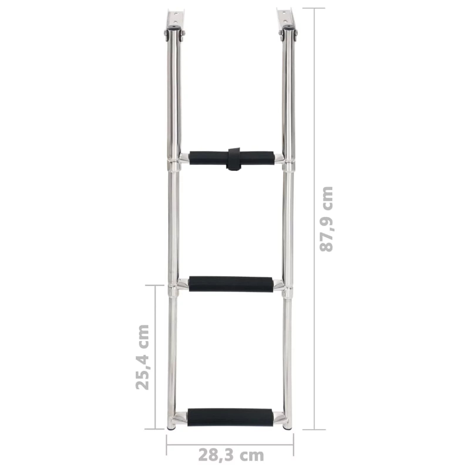 Dcenta 3  Folding Boarding Ladder Stainless Steel Non-Slip Telescopic Ladder for Swimming Pool, Boat and Mounting Platform