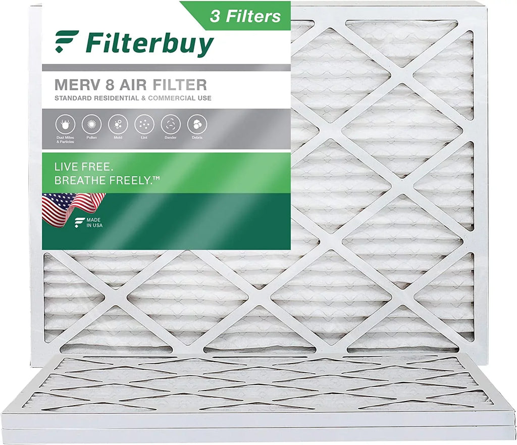 Filterbuy 19x20x1  8 Pleated   Furnace Air Filters (3-Pack)
