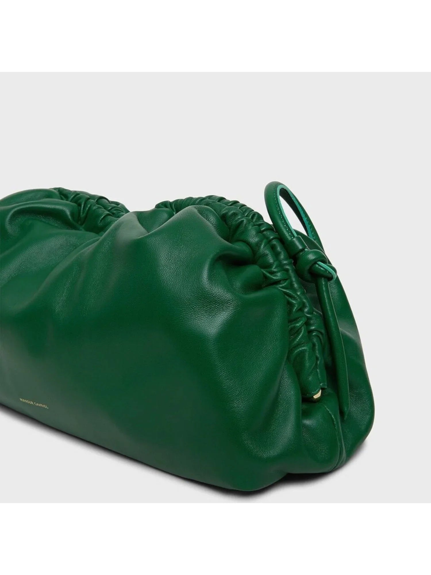 Women's Green Solid Leather Single Strap Clutch Handbag Purse