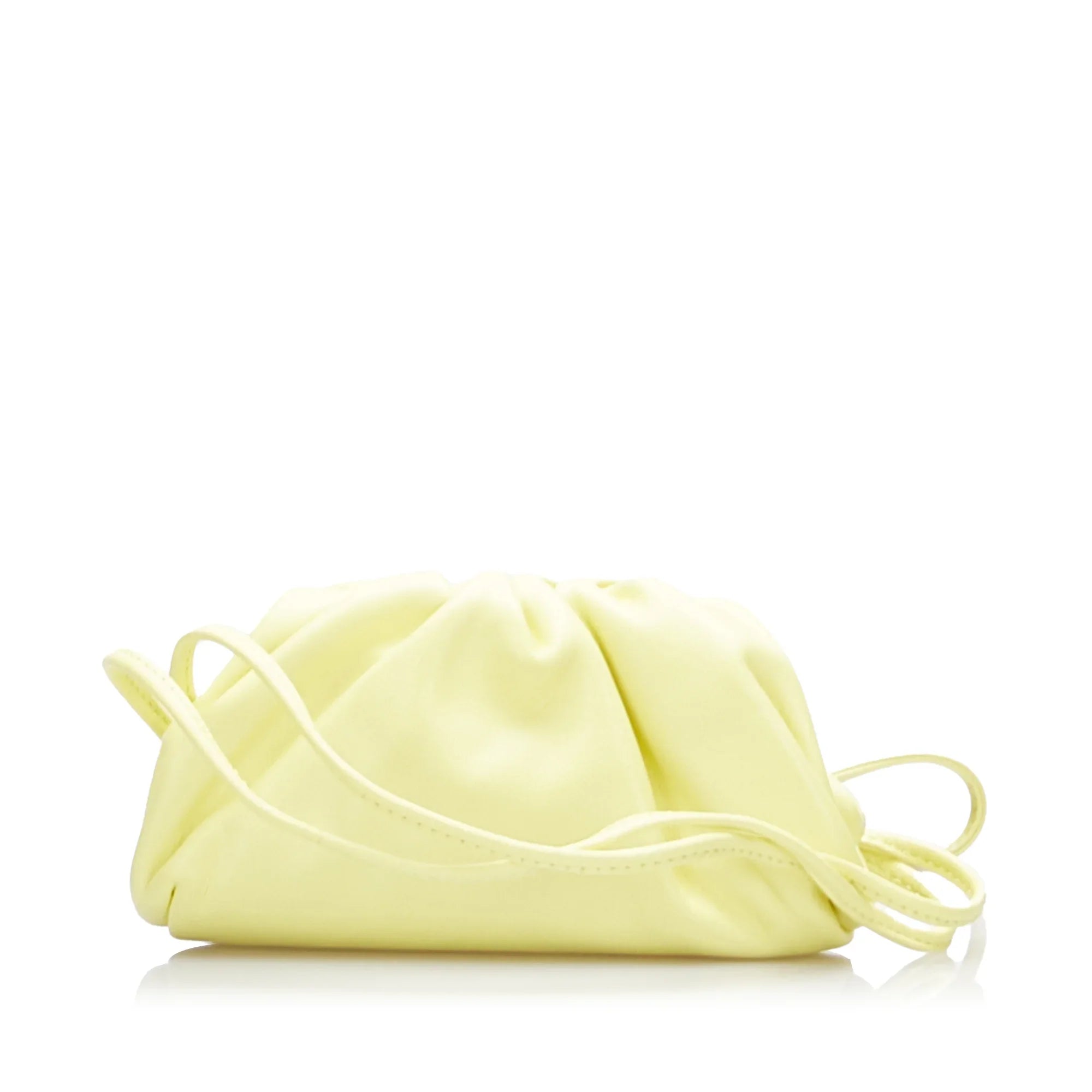 Pre-Owned Authenticated Bottega Veneta The Pouch Calf Leather Yellow Crossbody Bag Unisex (Good)